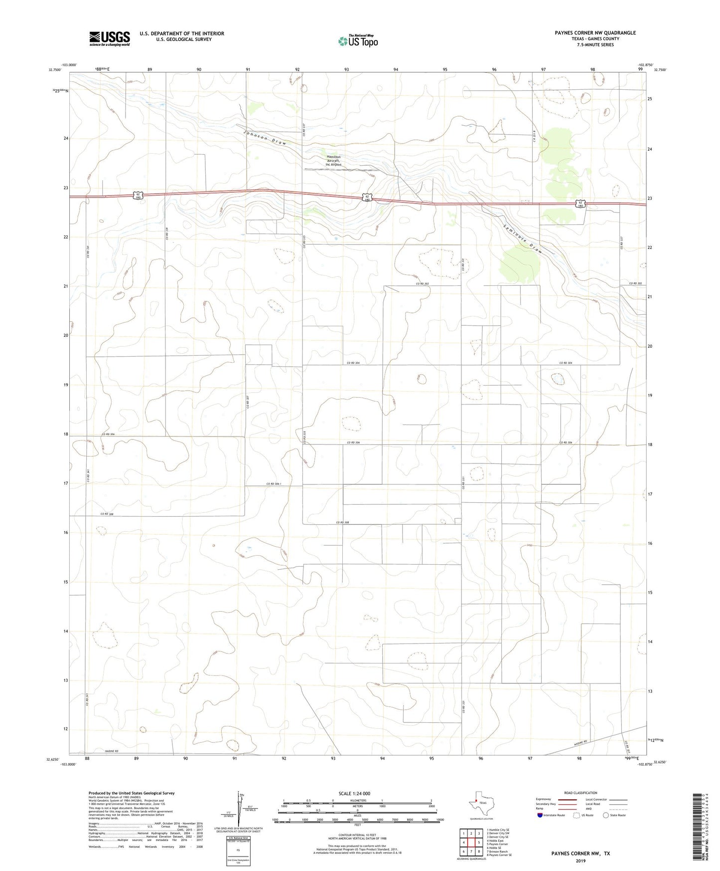 Paynes Corner NW Texas US Topo Map Image