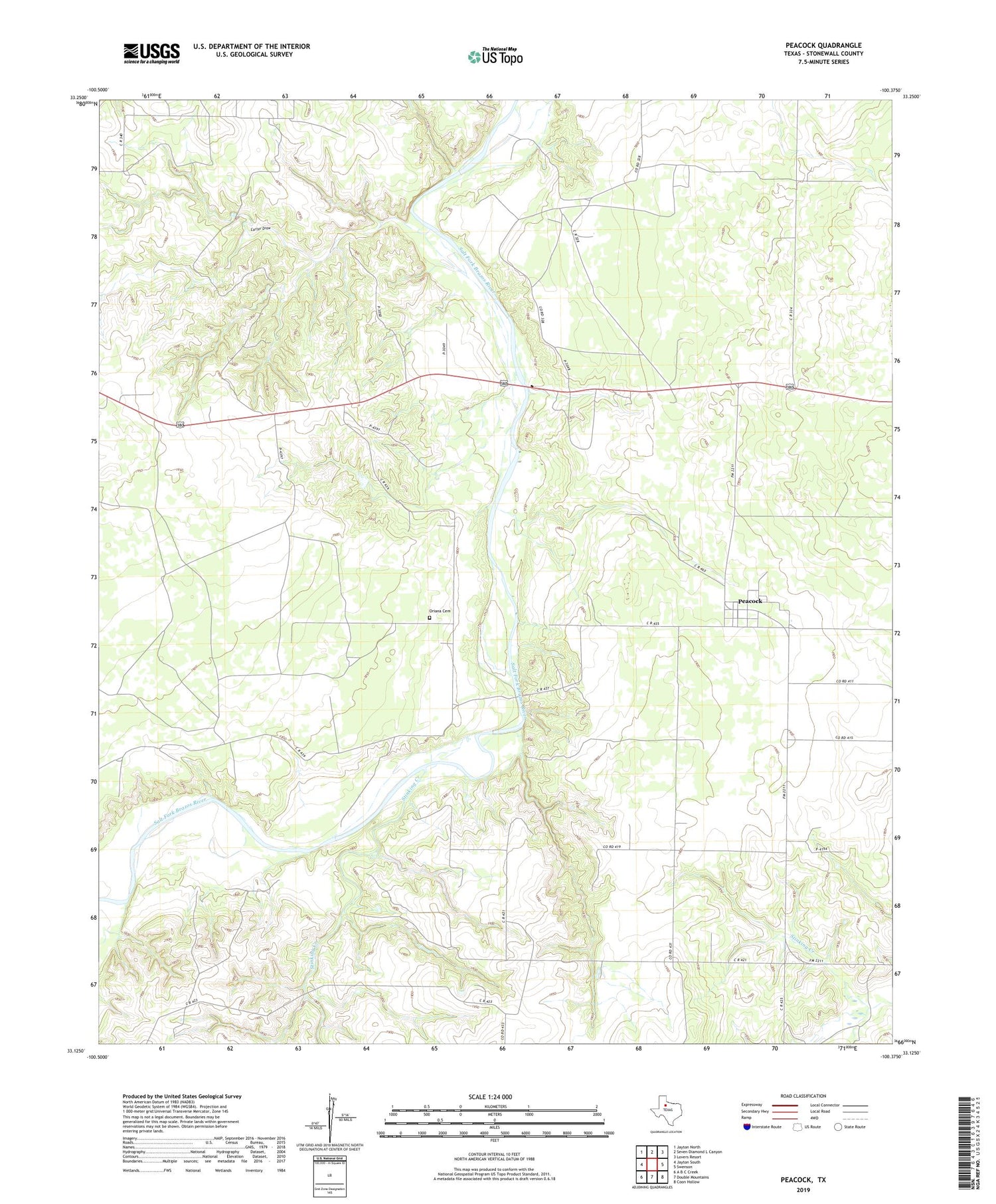 Peacock Texas US Topo Map Image
