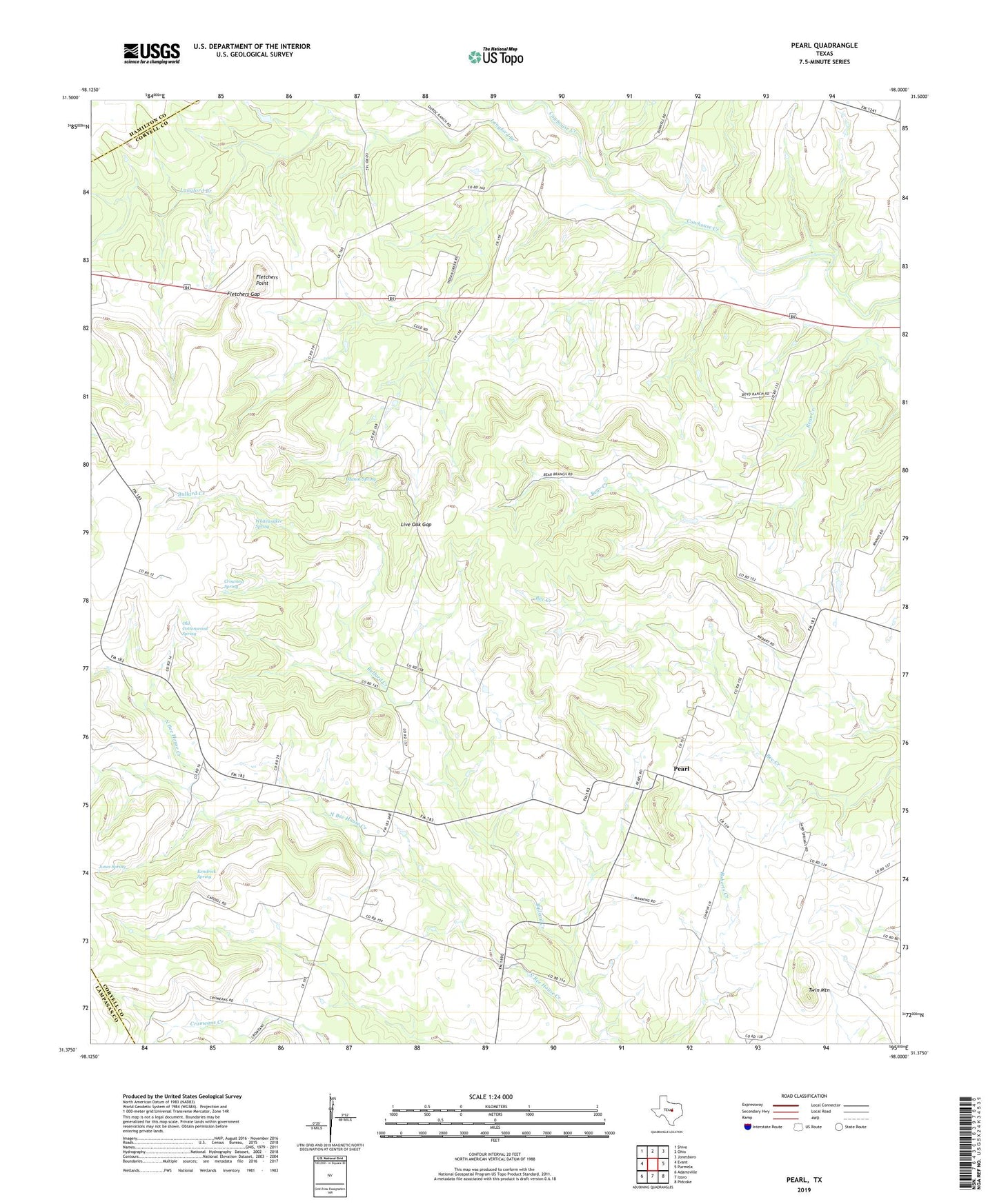 Pearl Texas US Topo Map Image