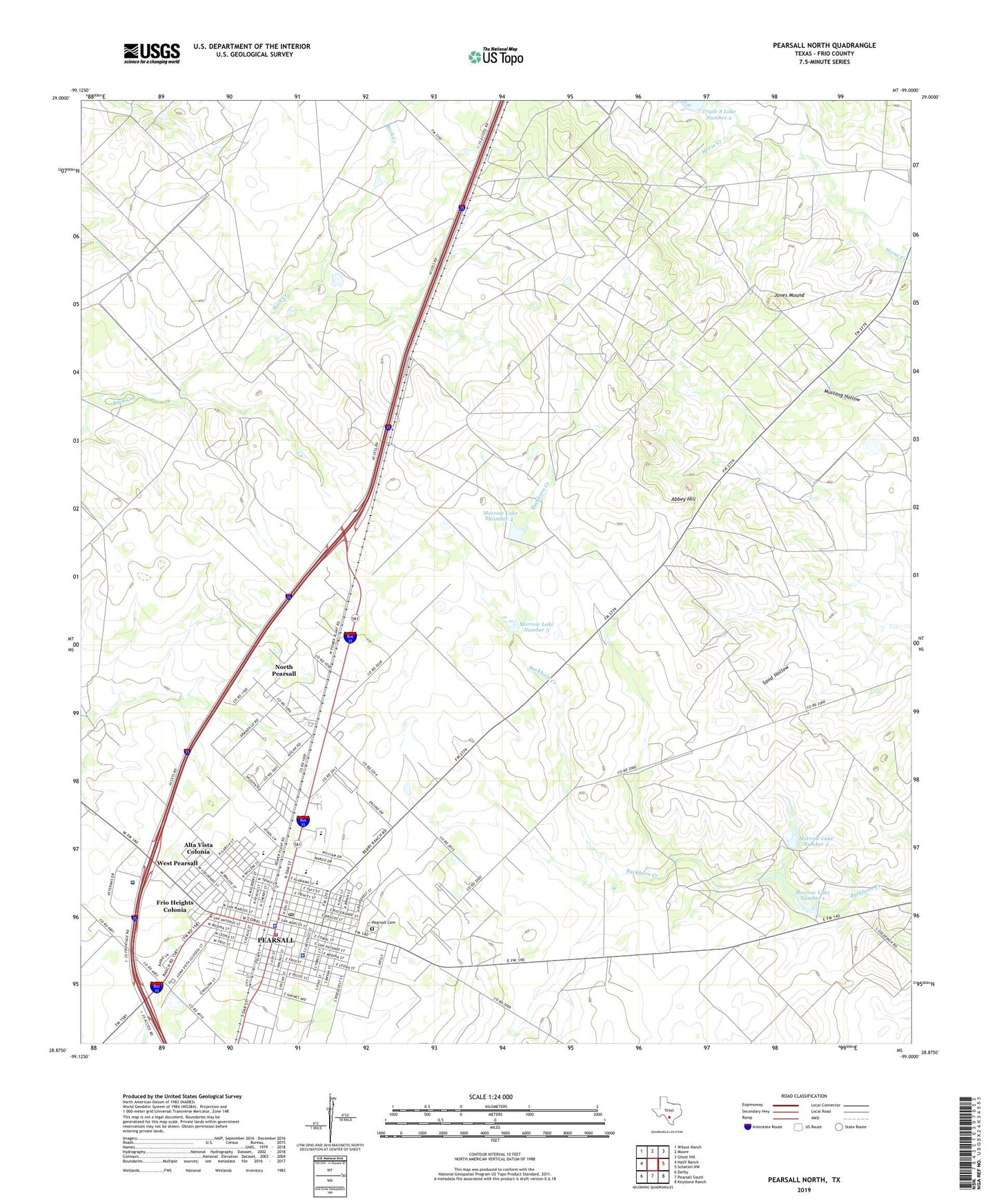 Pearsall North Texas US Topo Map Image