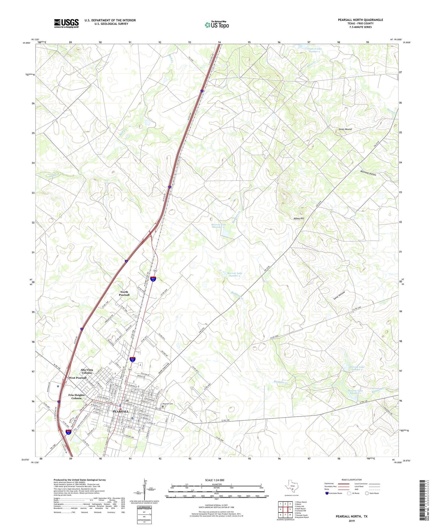 Pearsall North Texas US Topo Map Image