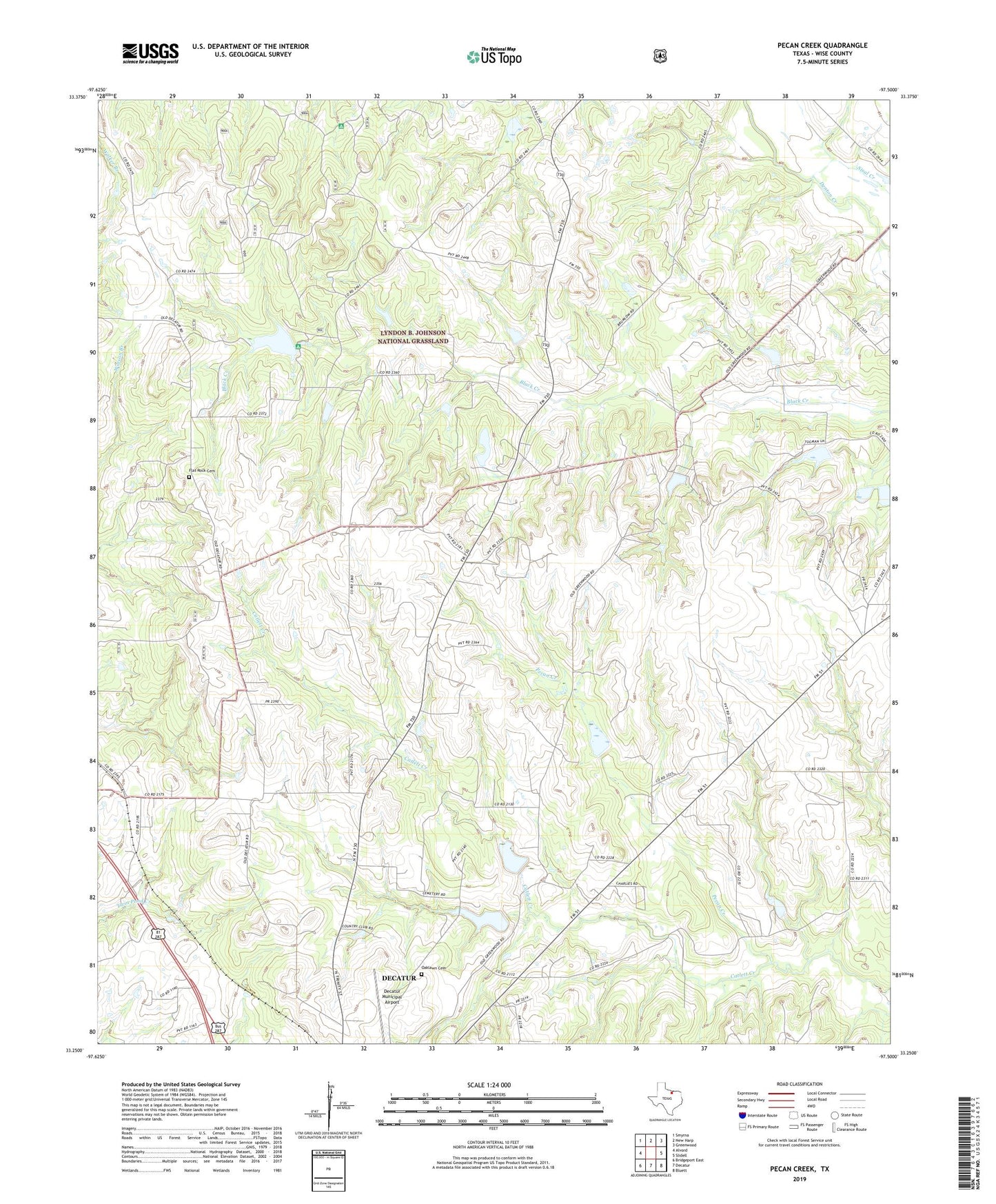 Pecan Creek Texas US Topo Map Image