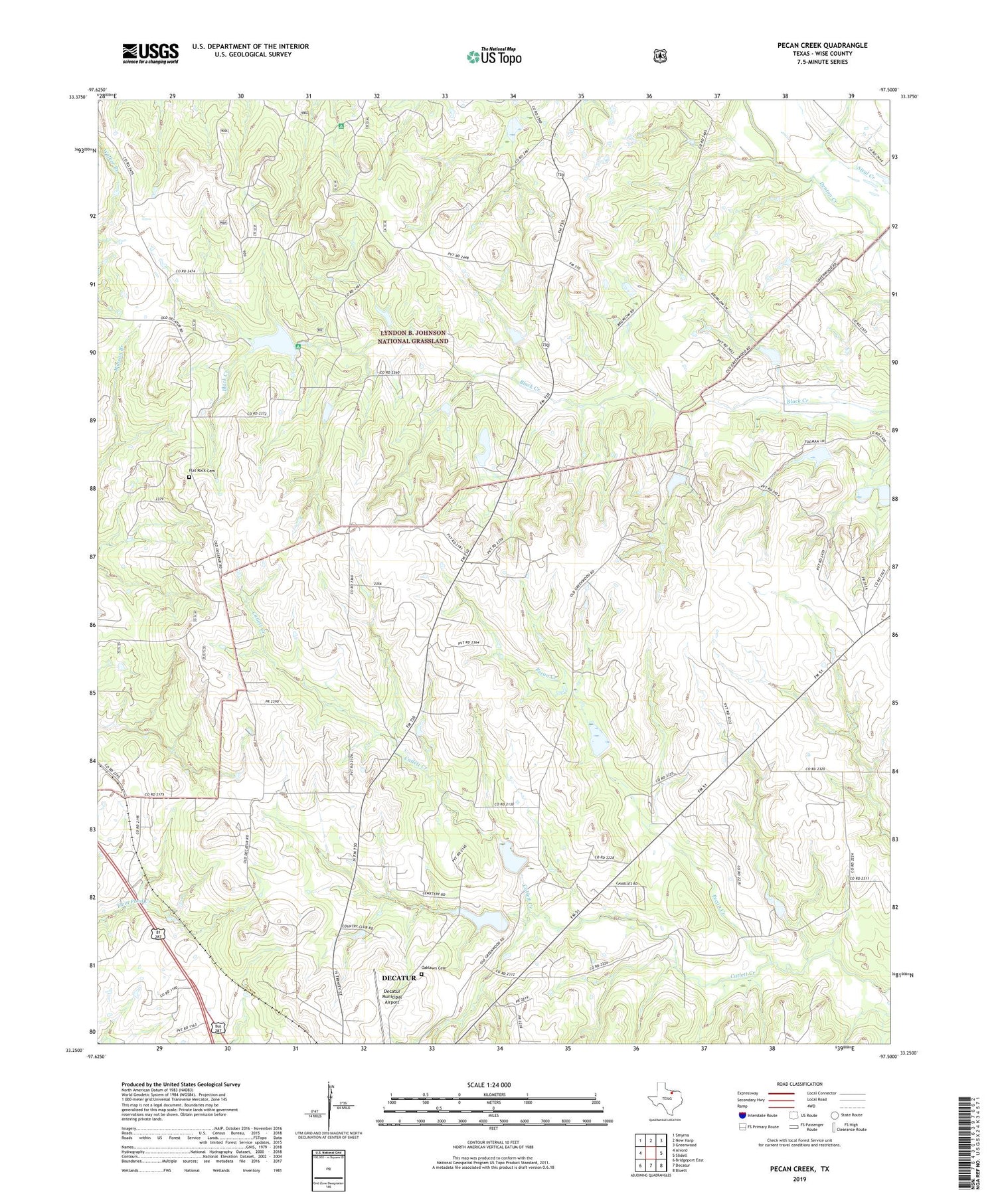 Pecan Creek Texas US Topo Map Image