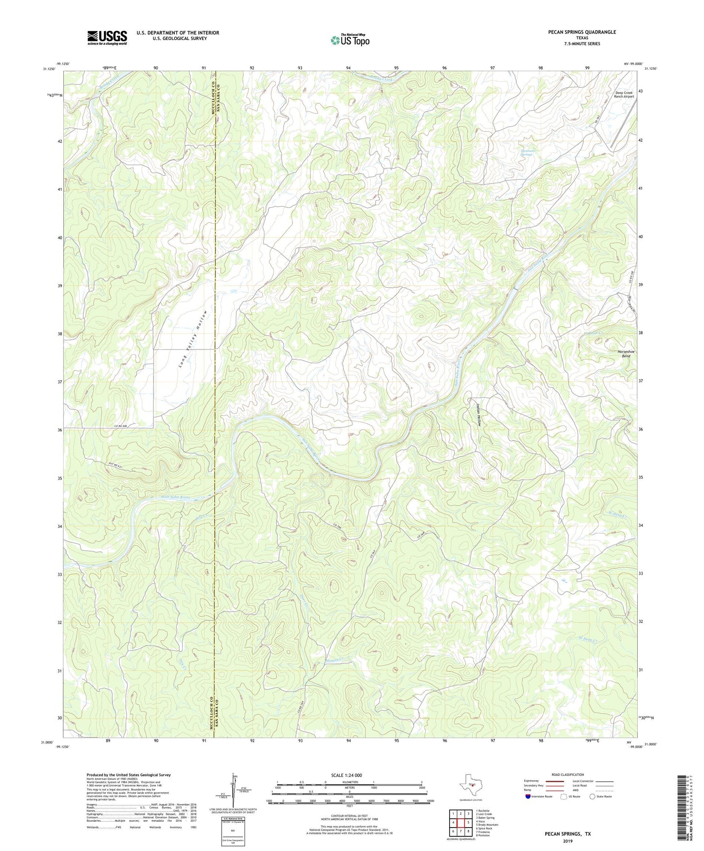 Pecan Springs Texas US Topo Map Image