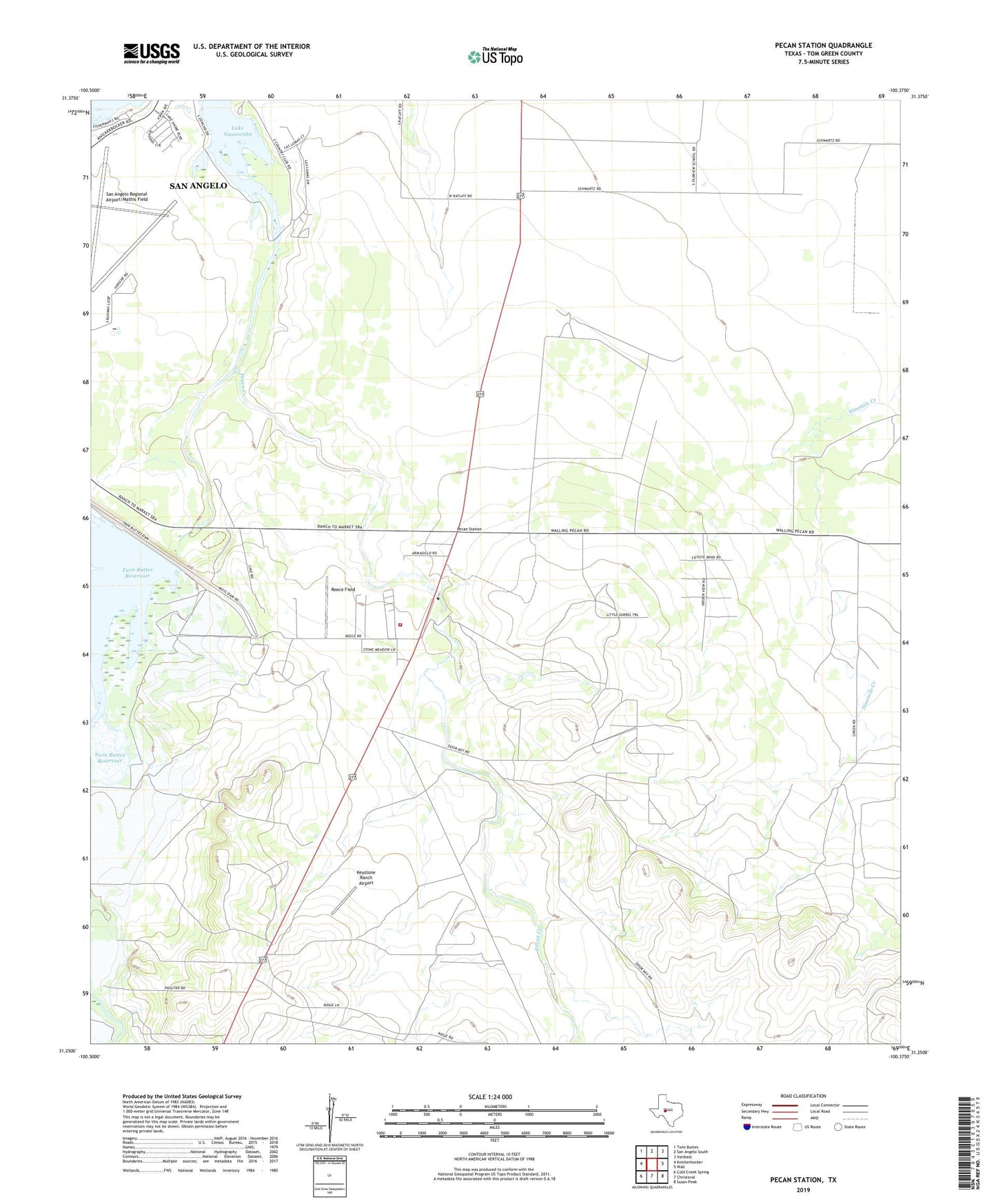 Pecan Station Texas US Topo Map Image