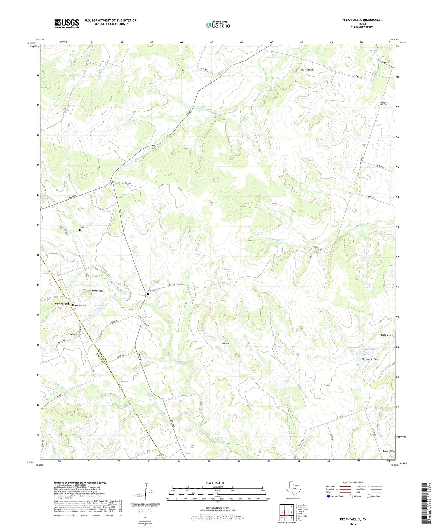 Pecan Wells Texas US Topo Map Image