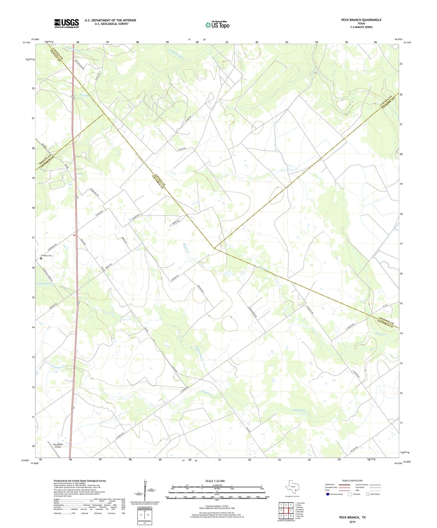 Peck Branch Texas US Topo Map Image