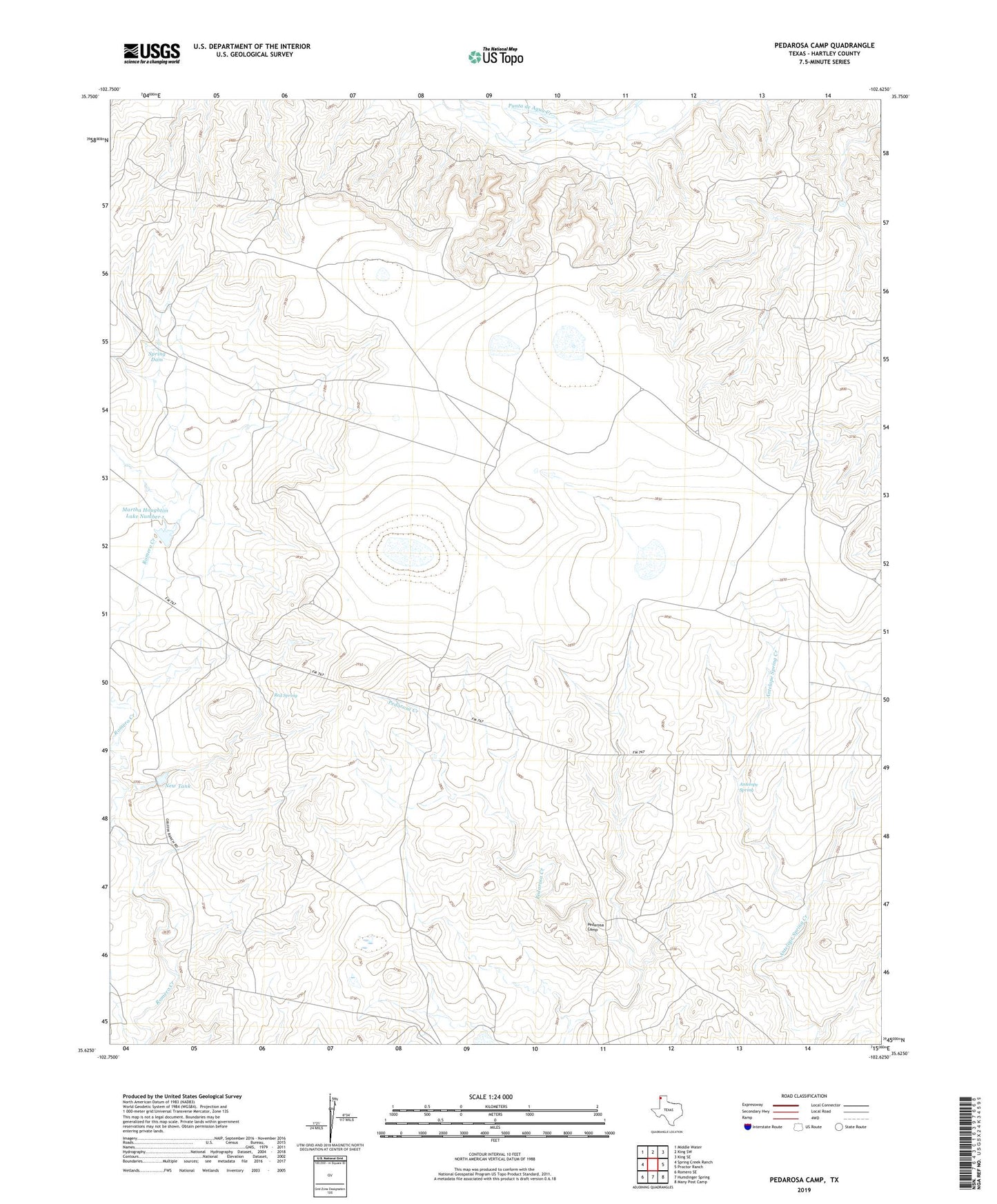 Pedarosa Camp Texas US Topo Map Image
