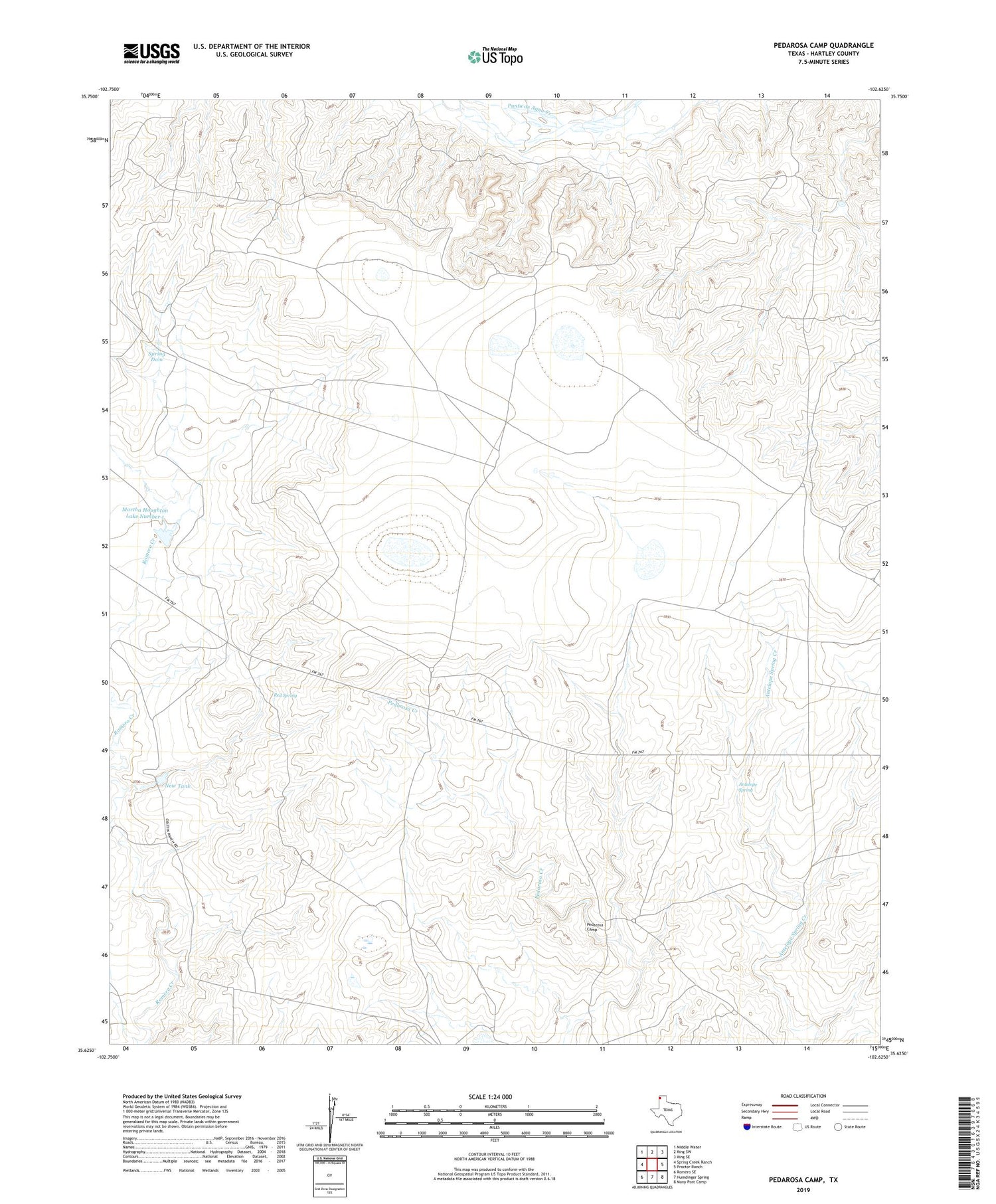 Pedarosa Camp Texas US Topo Map Image