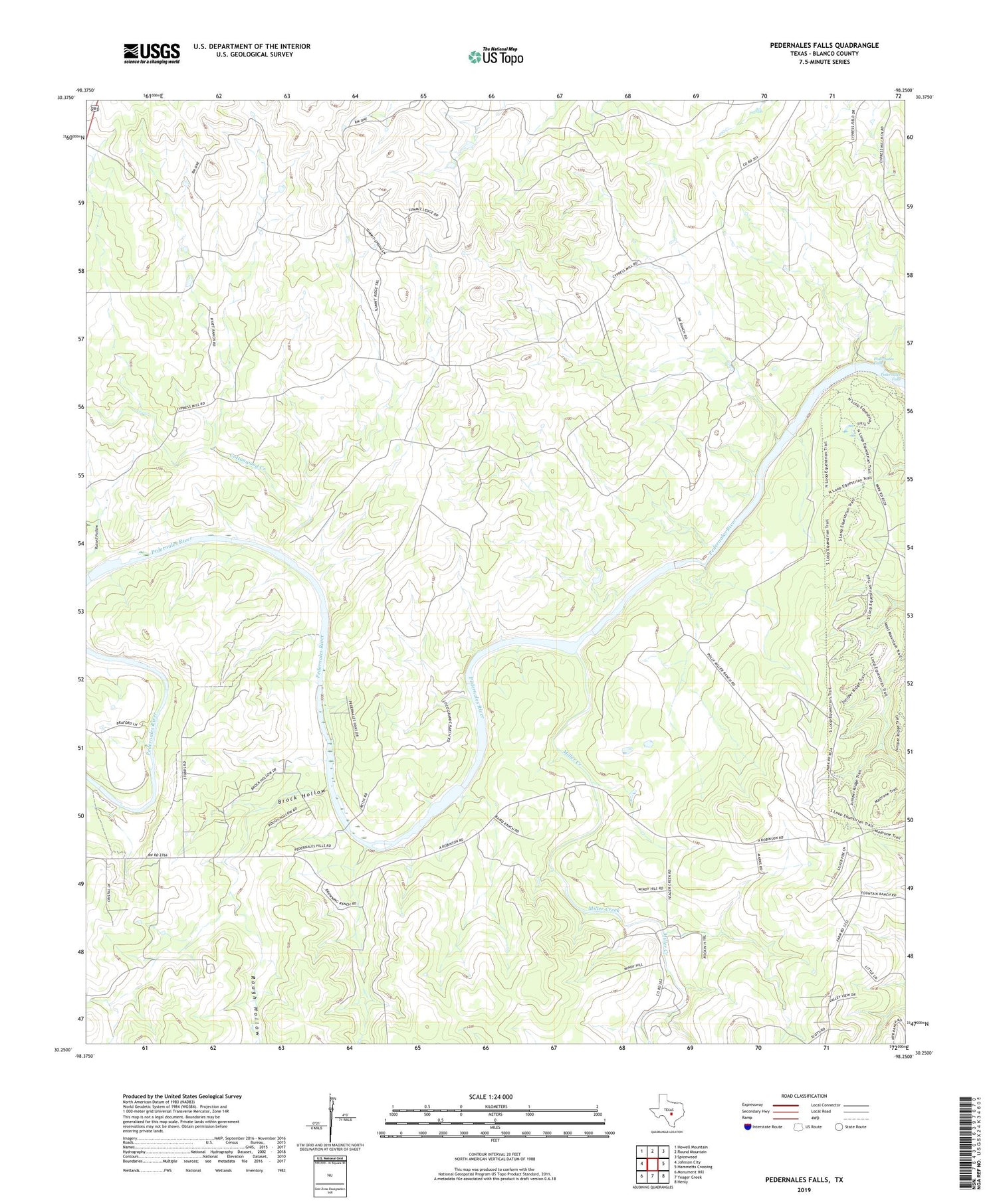 Pedernales Falls Texas US Topo Map Image