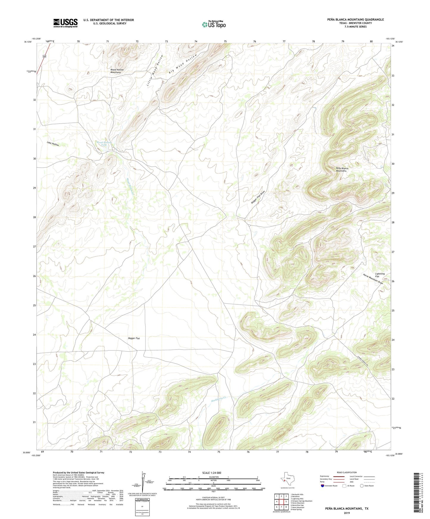 Pena Blanca Mountains Texas US Topo Map Image