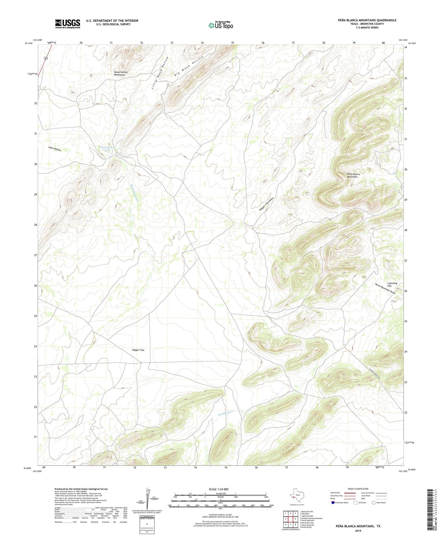 Pena Blanca Mountains Texas US Topo Map Image