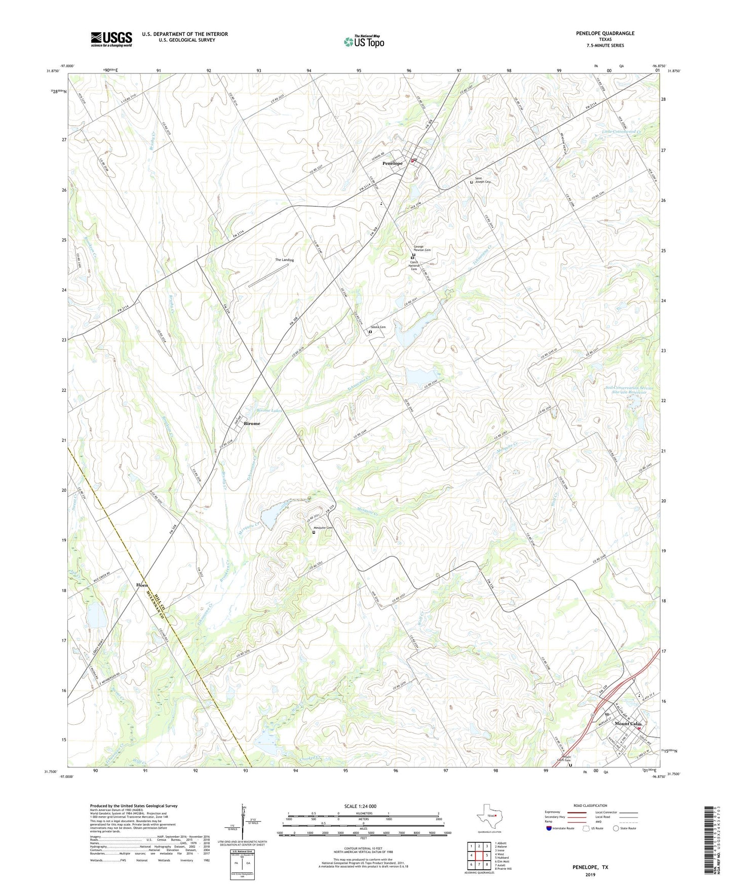 Penelope Texas US Topo Map Image