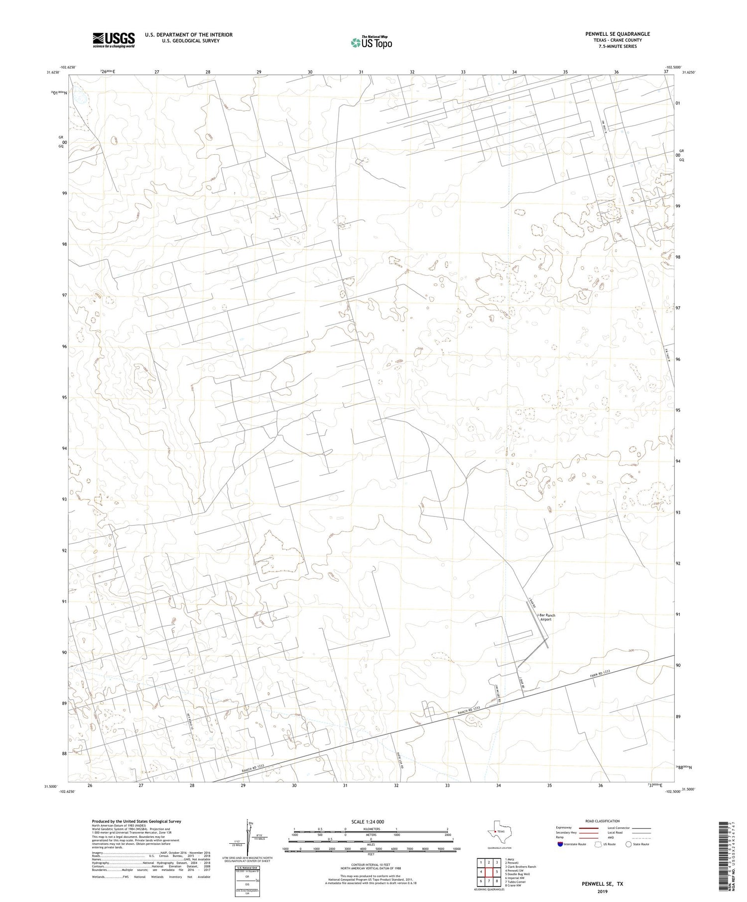Penwell SE Texas US Topo Map Image