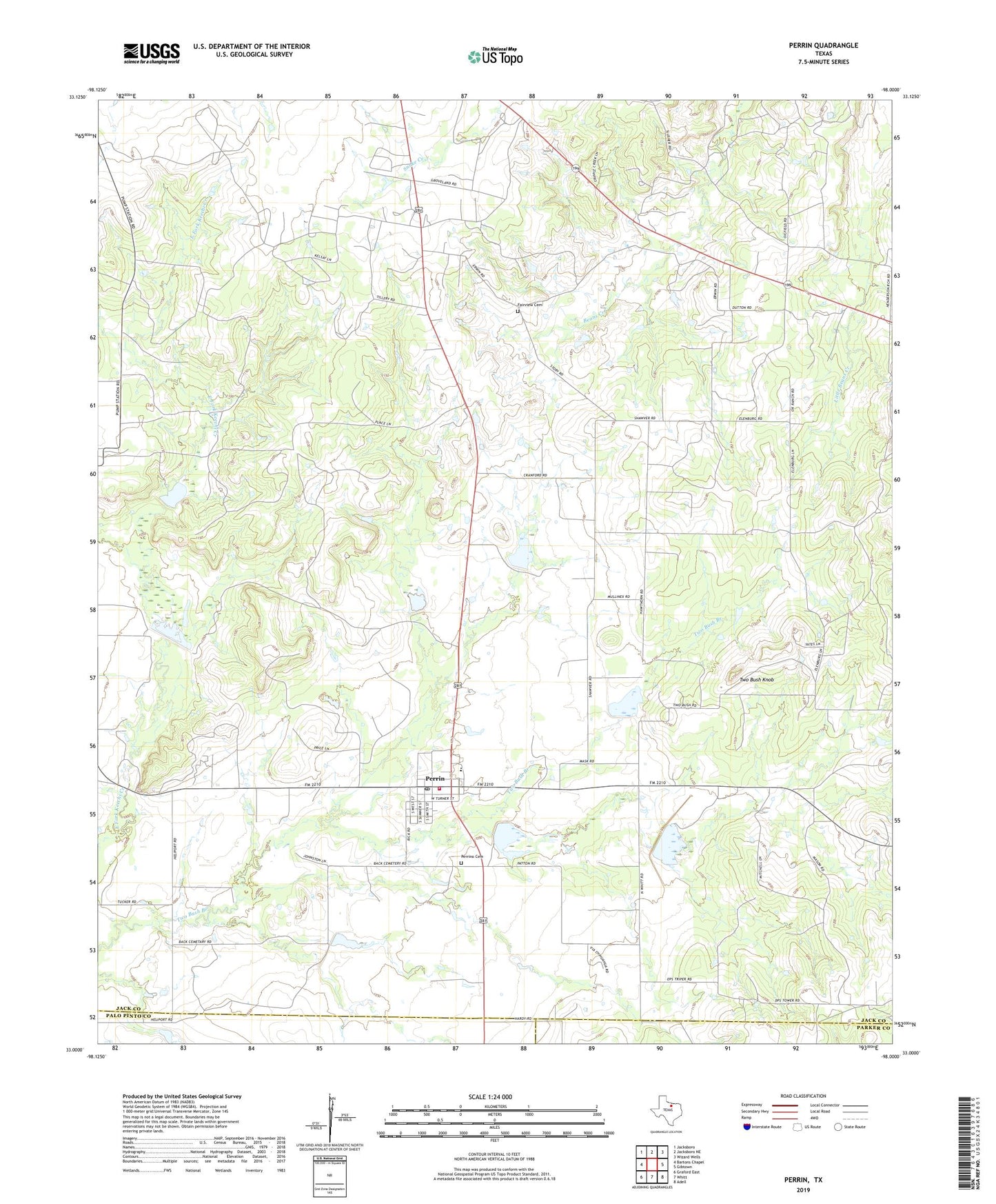 Perrin Texas US Topo Map Image