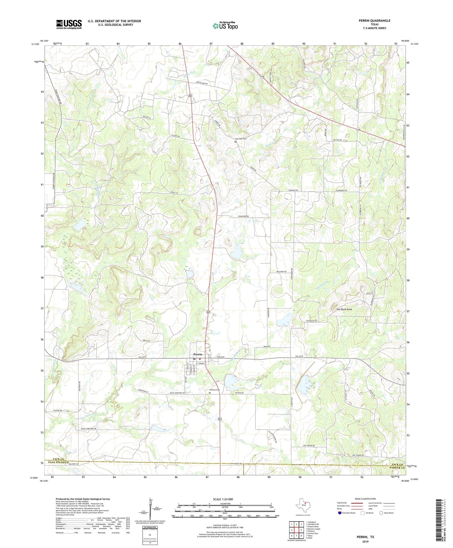 Perrin Texas US Topo Map Image
