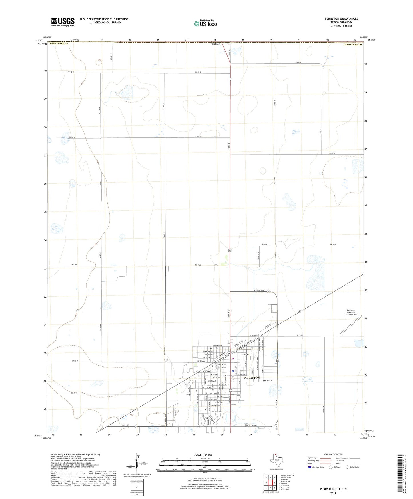 Perryton Texas US Topo Map Image