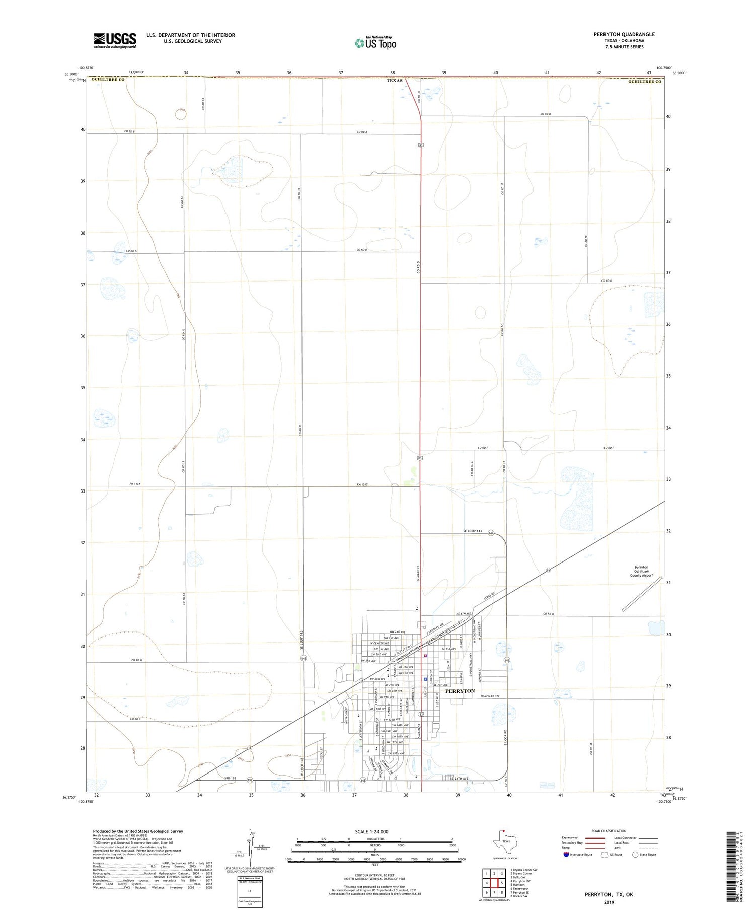 Perryton Texas US Topo Map Image