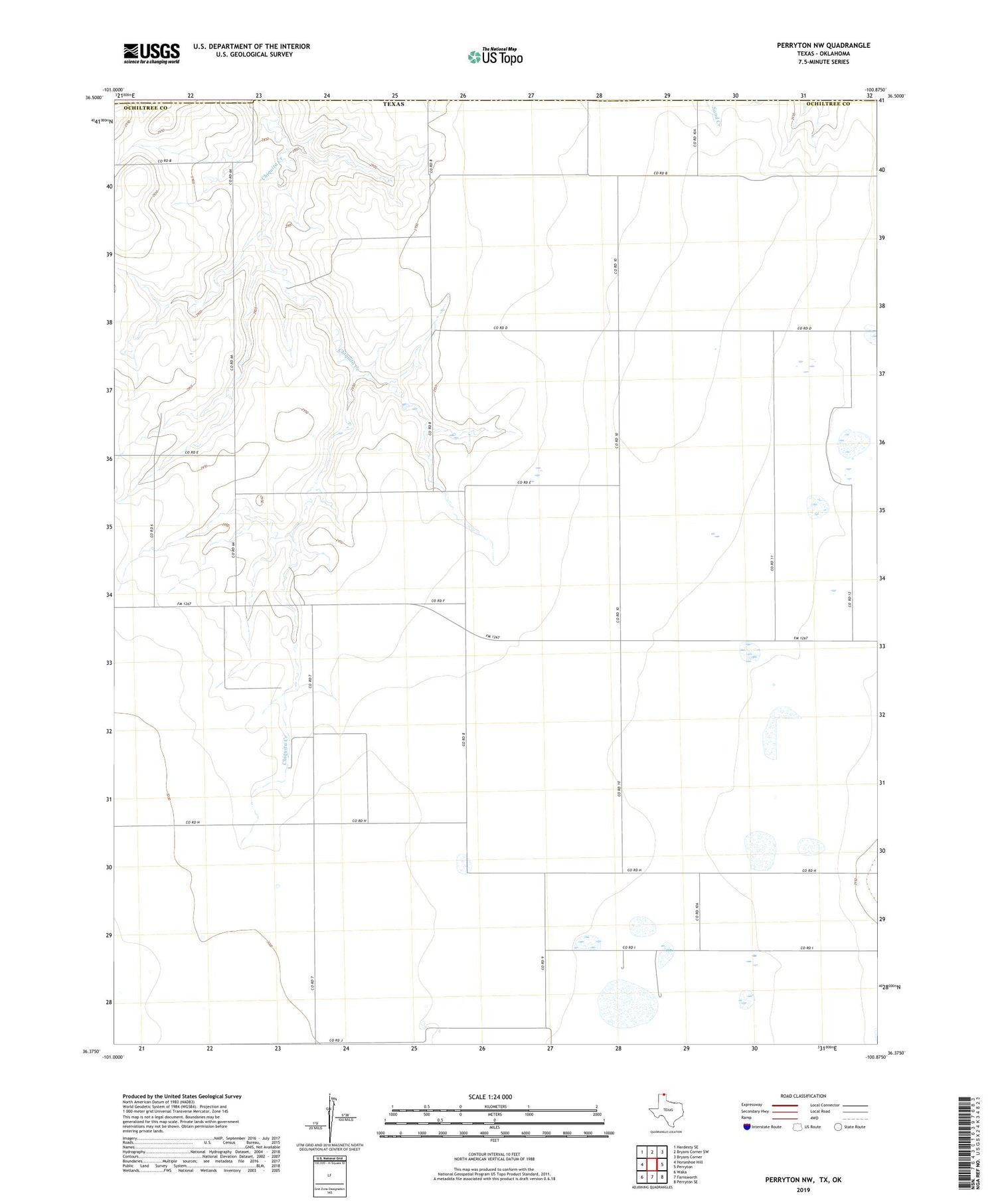 Perryton NW Texas US Topo Map Image