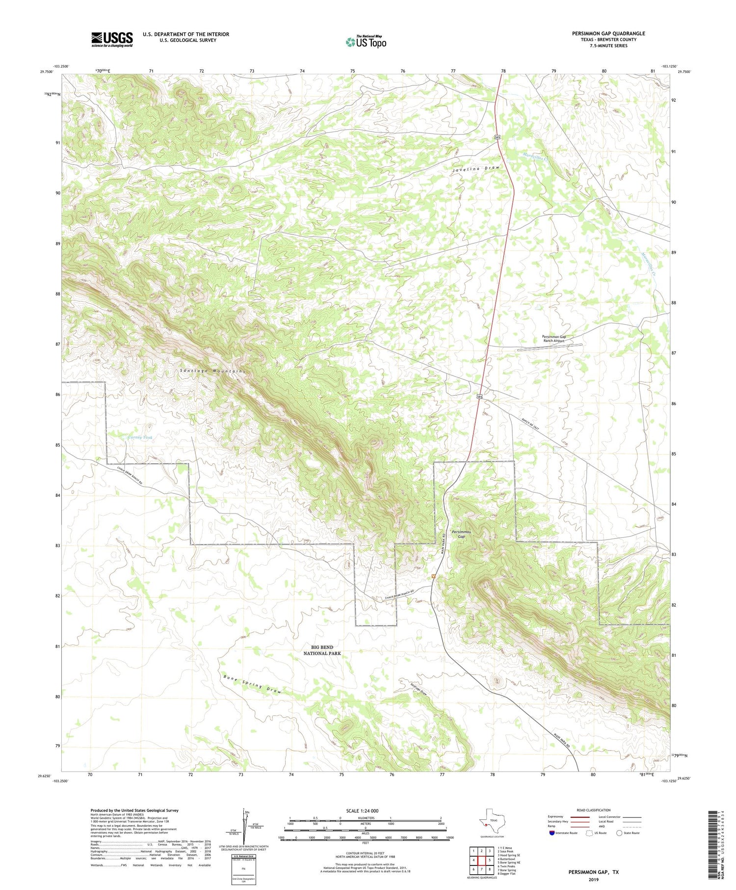 Persimmon Gap Texas US Topo Map Image