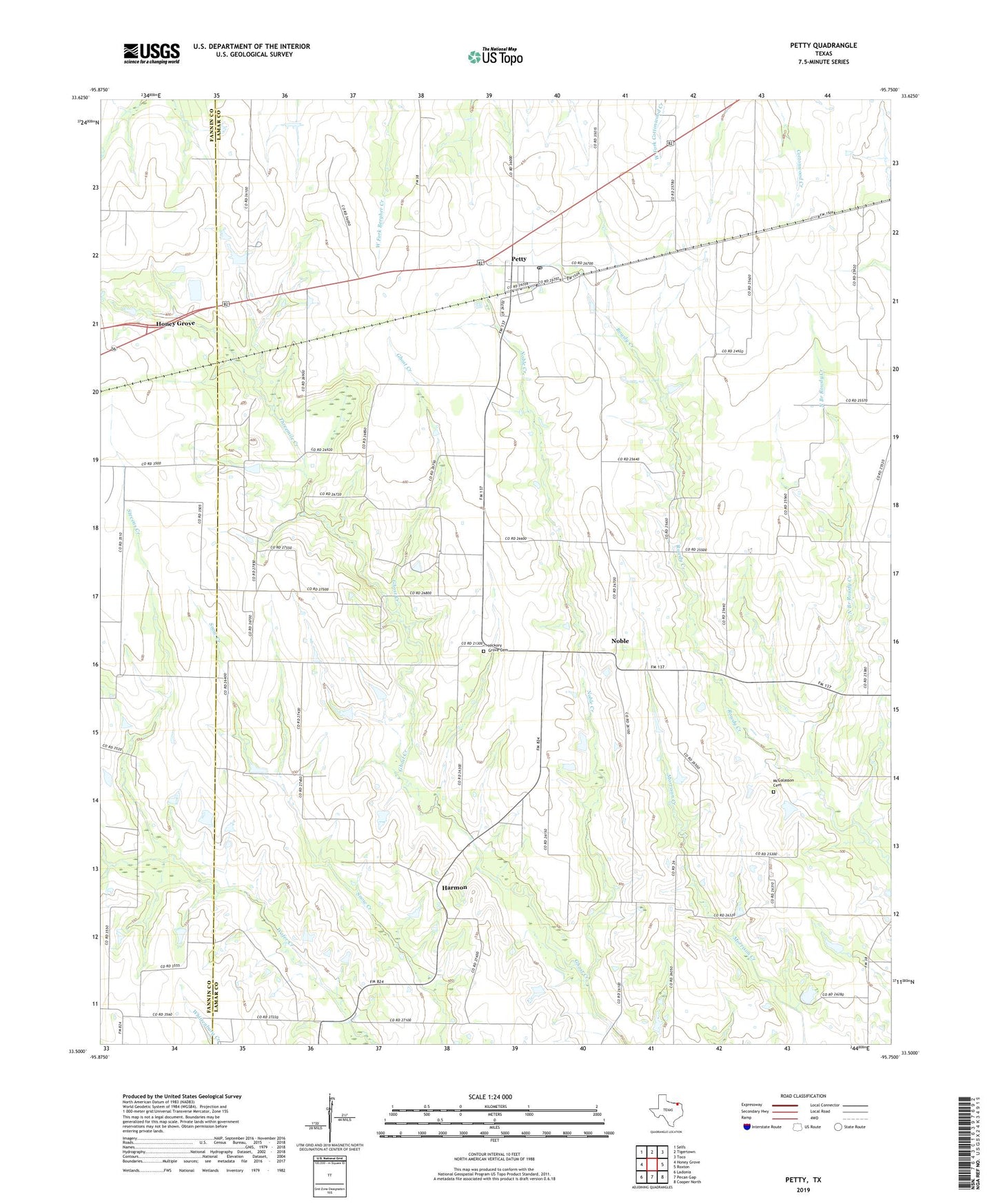 Petty Texas US Topo Map Image