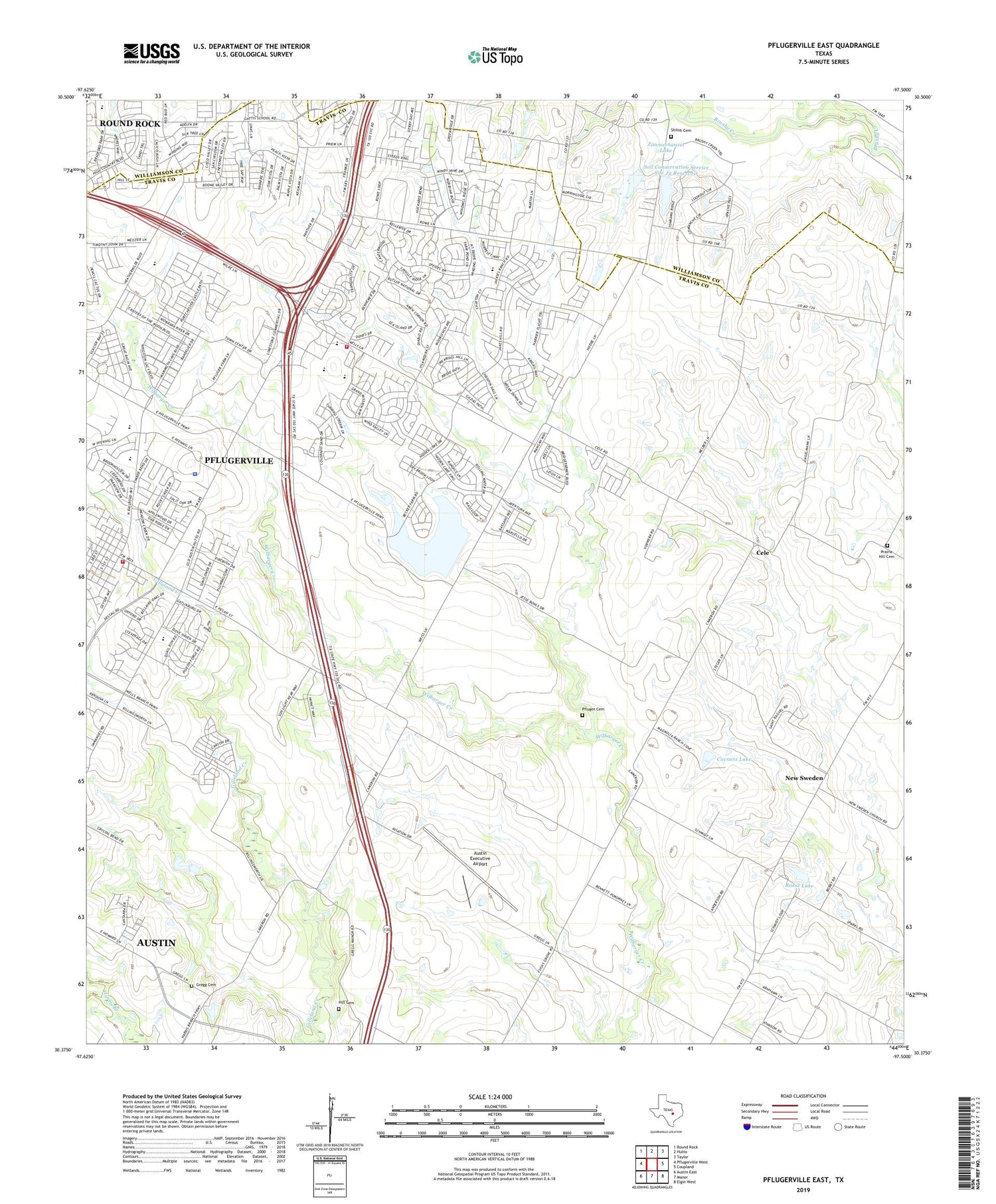 Pflugerville East Texas US Topo Map Image