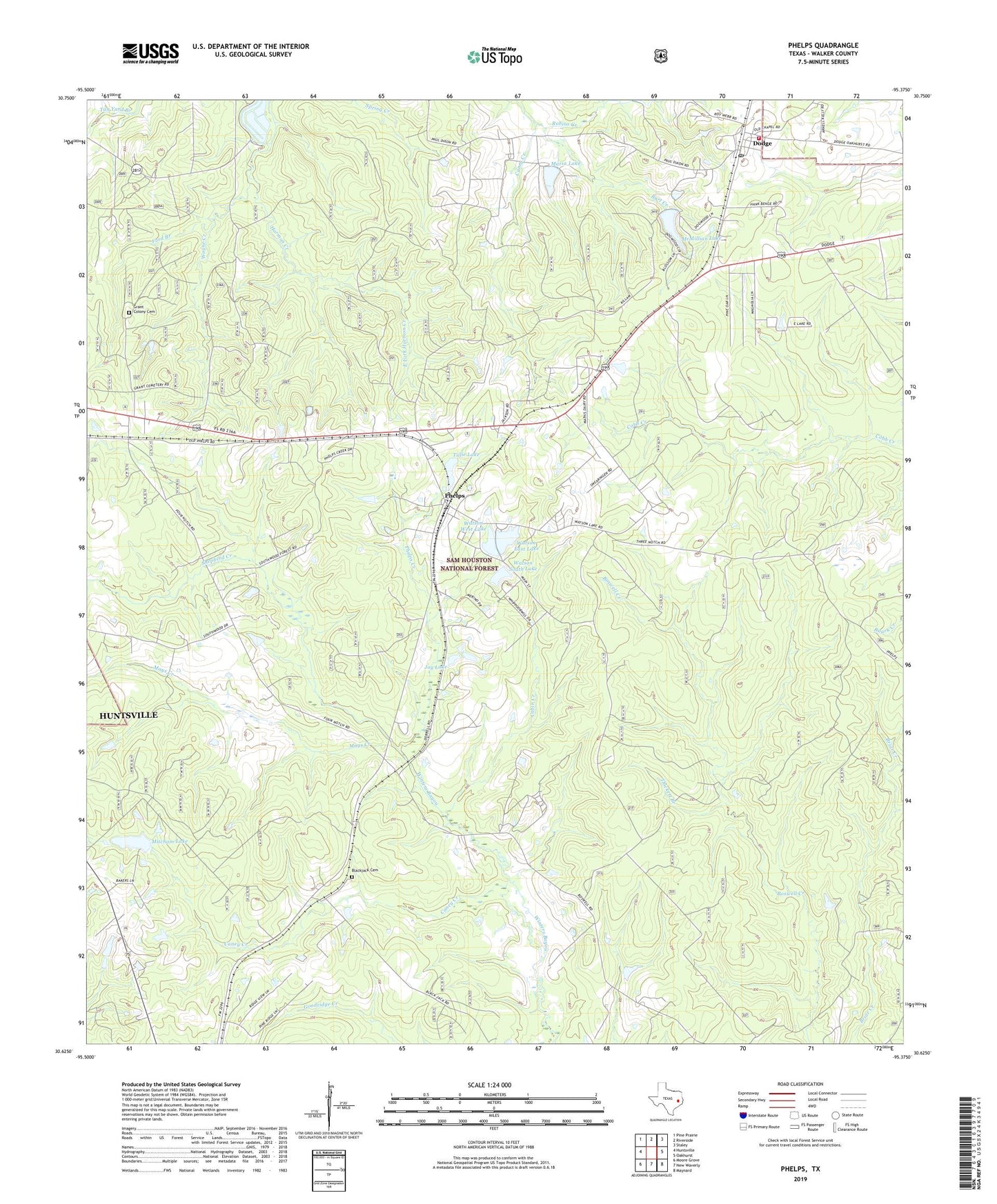 Phelps Texas US Topo Map Image