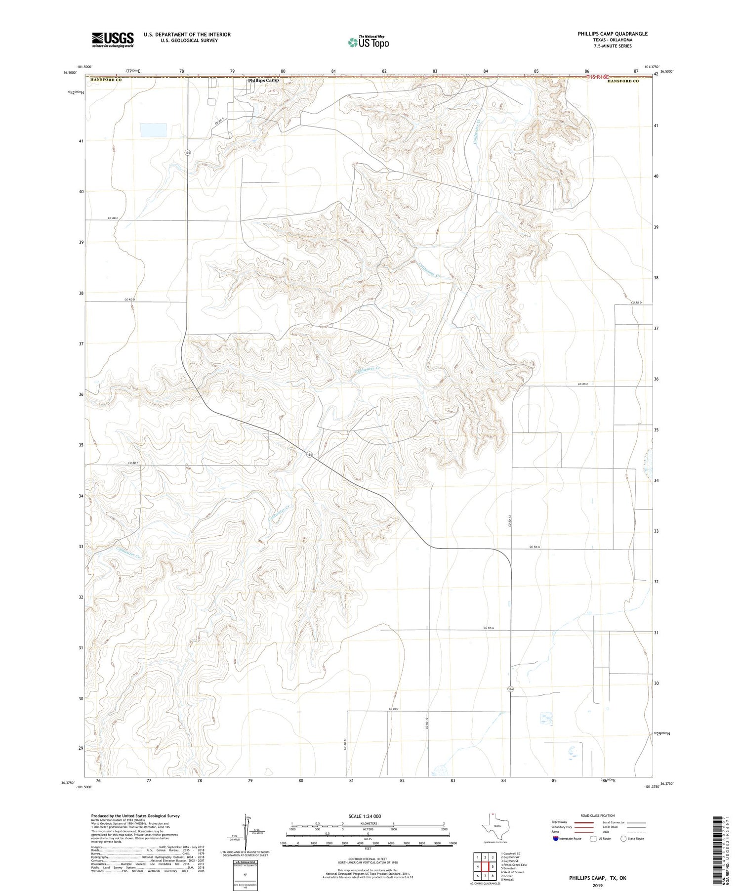 Phillips Camp Texas US Topo Map Image
