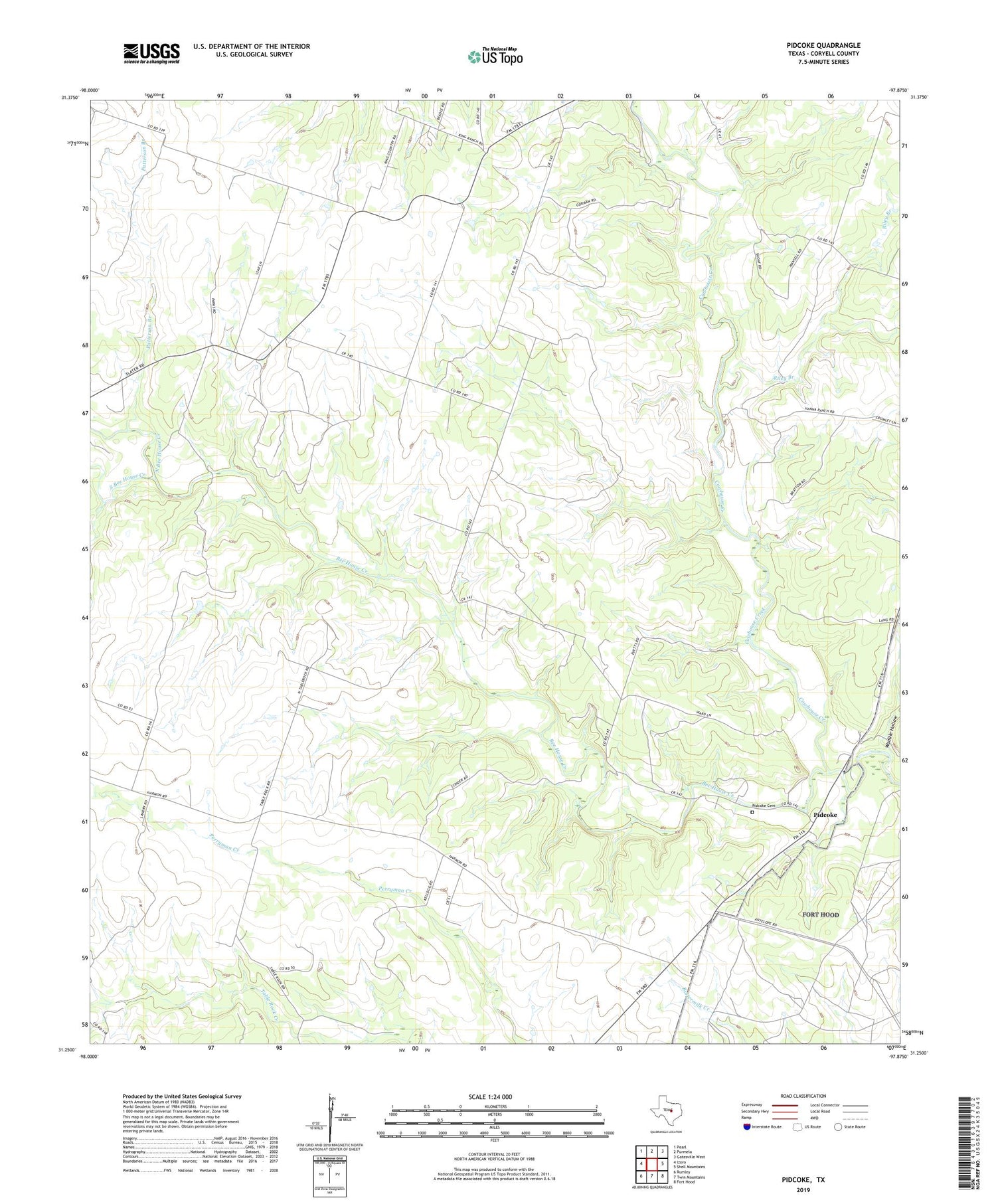 Pidcoke Texas US Topo Map Image
