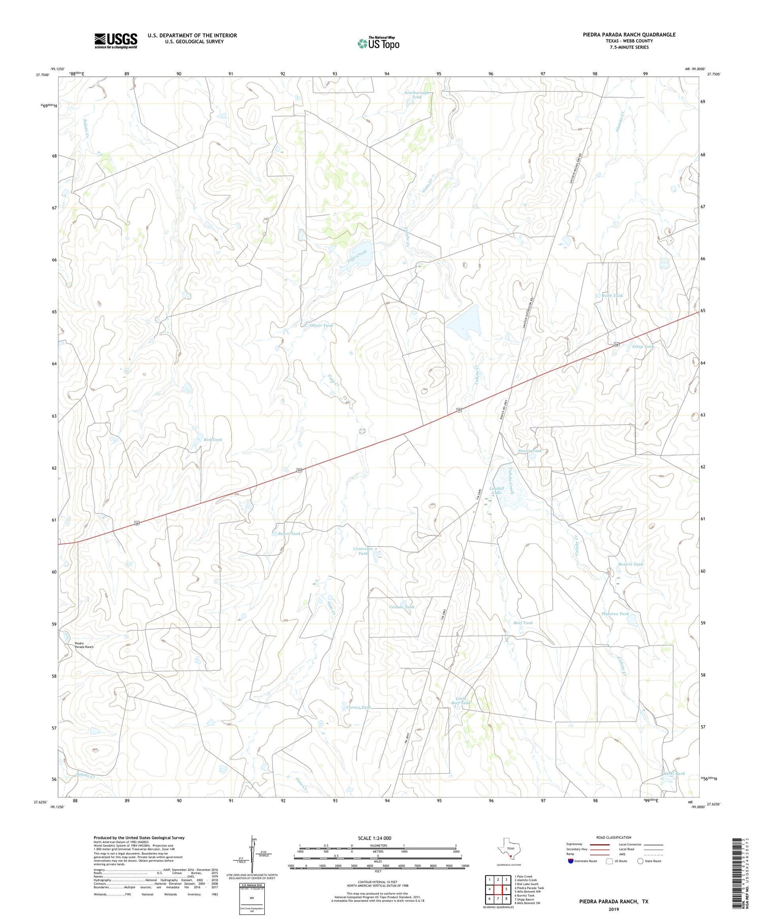 Piedra Parada Ranch Texas US Topo Map Image