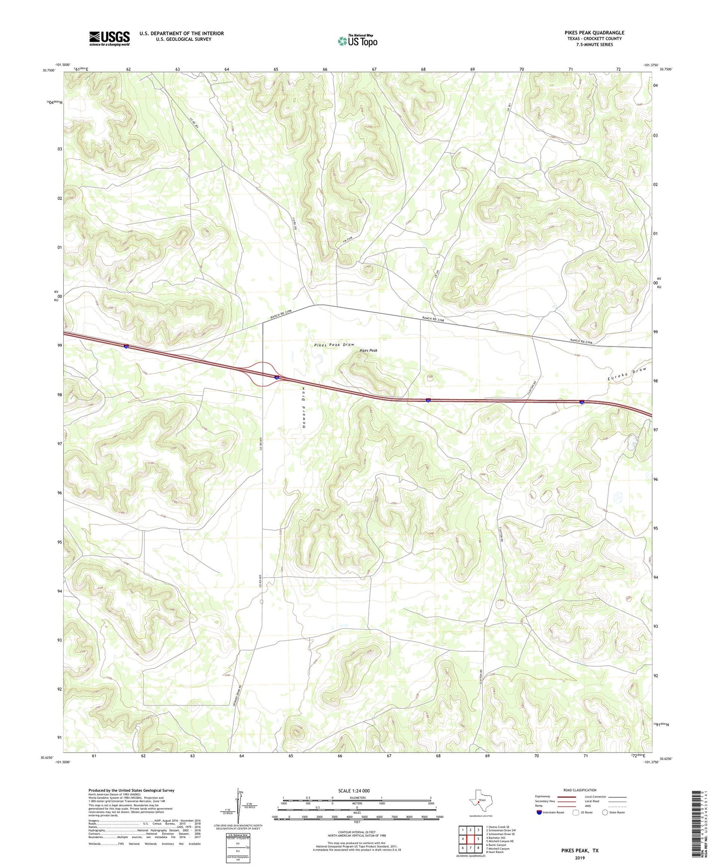 Pikes Peak Texas US Topo Map Image