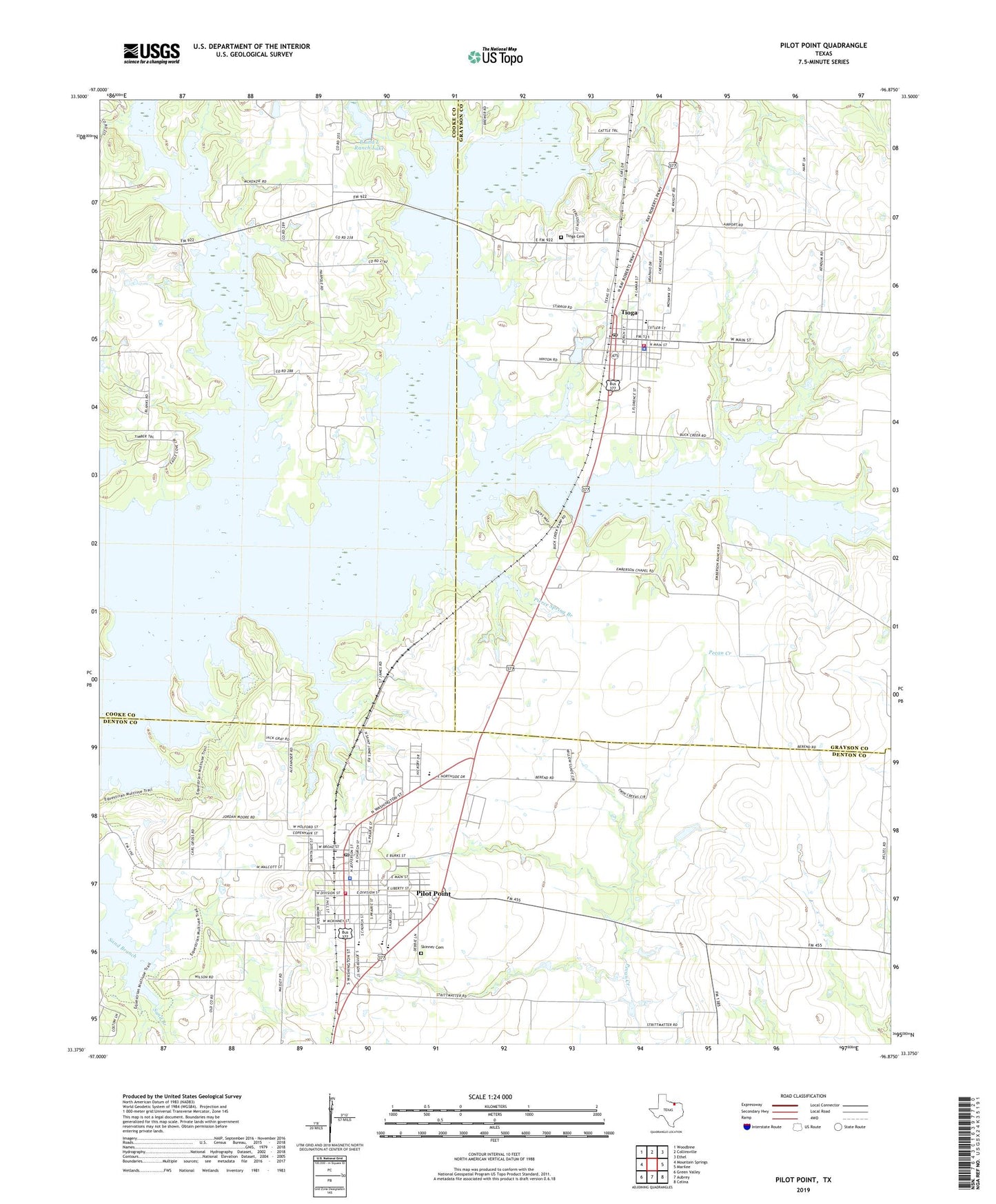 Pilot Point Texas US Topo Map Image