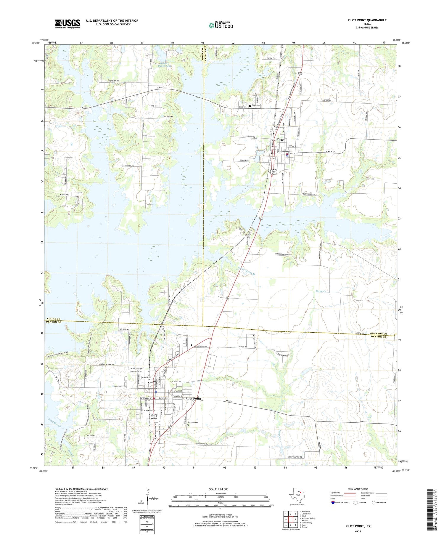 Pilot Point Texas US Topo Map Image