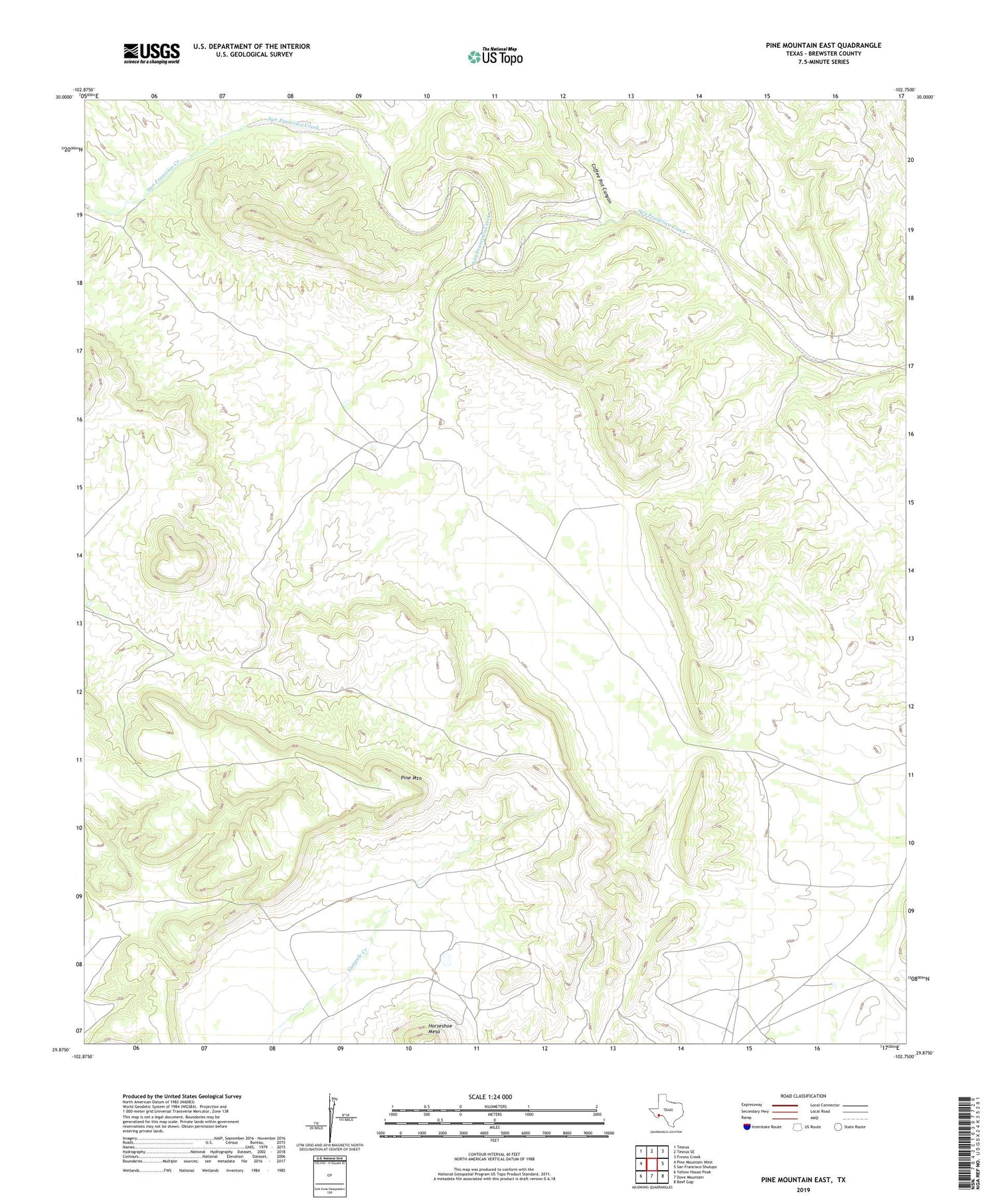 Pine Mountain East Texas US Topo Map Image