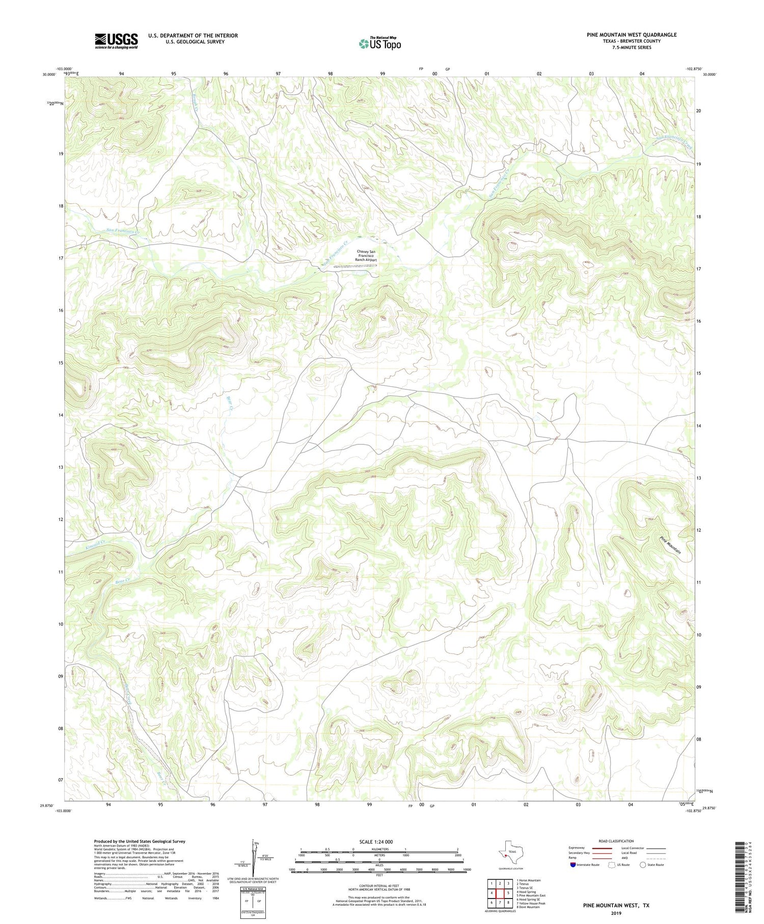 Pine Mountain West Texas US Topo Map Image