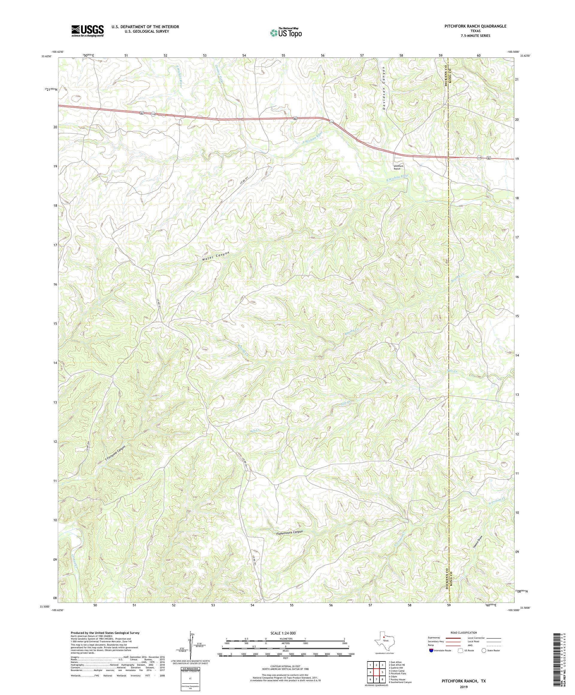 Pitchfork Ranch Texas US Topo Map – MyTopo Map Store