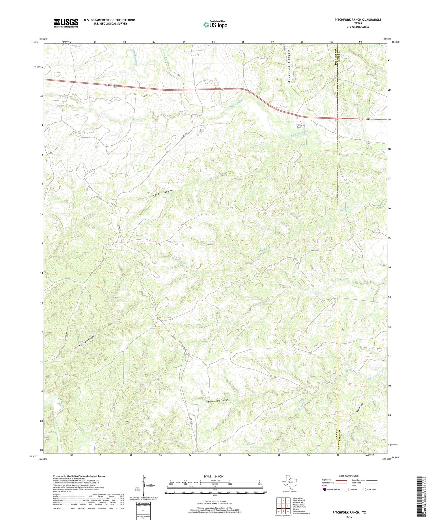 Pitchfork Ranch Texas US Topo Map Image
