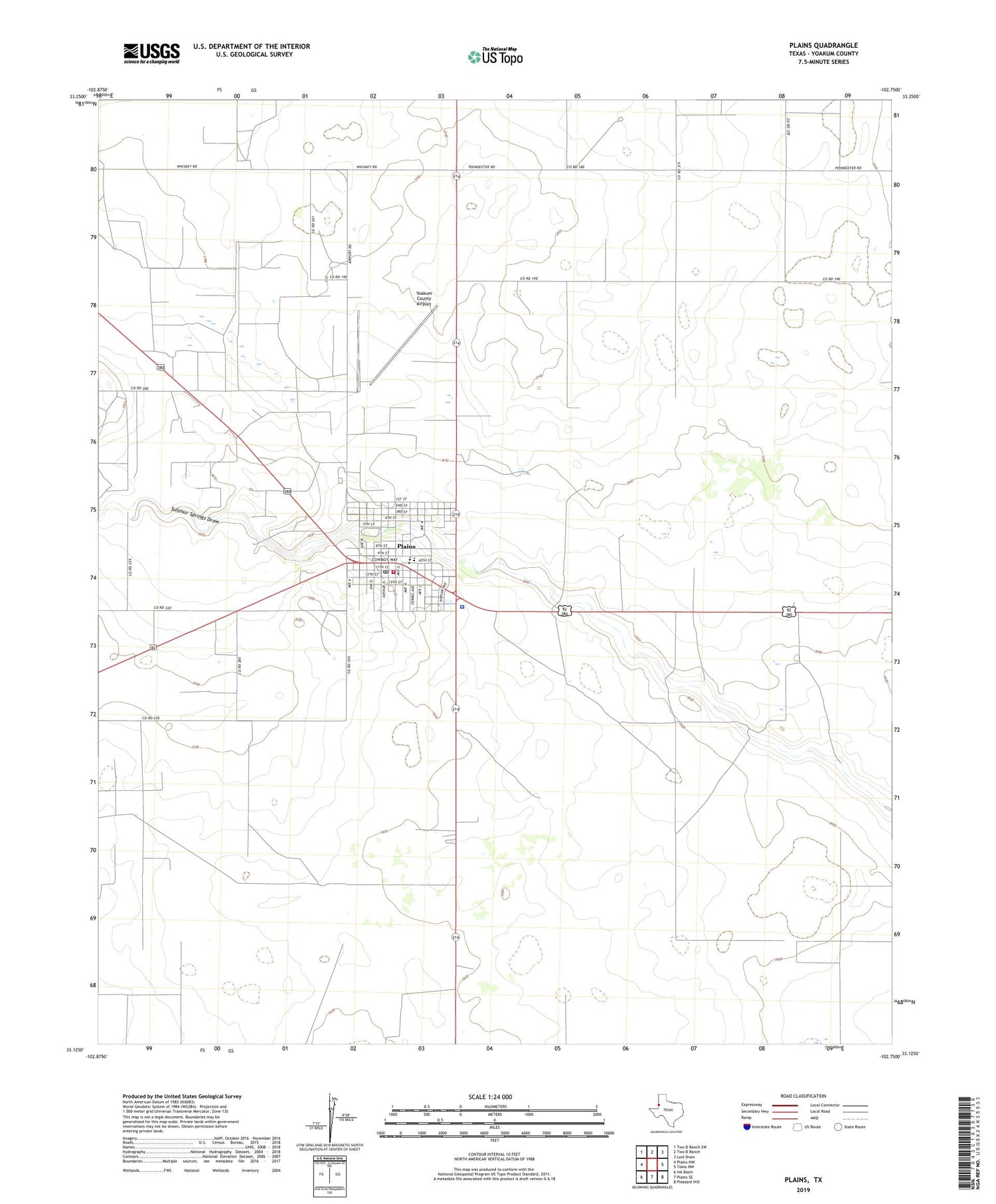 Plains Texas US Topo Map Image