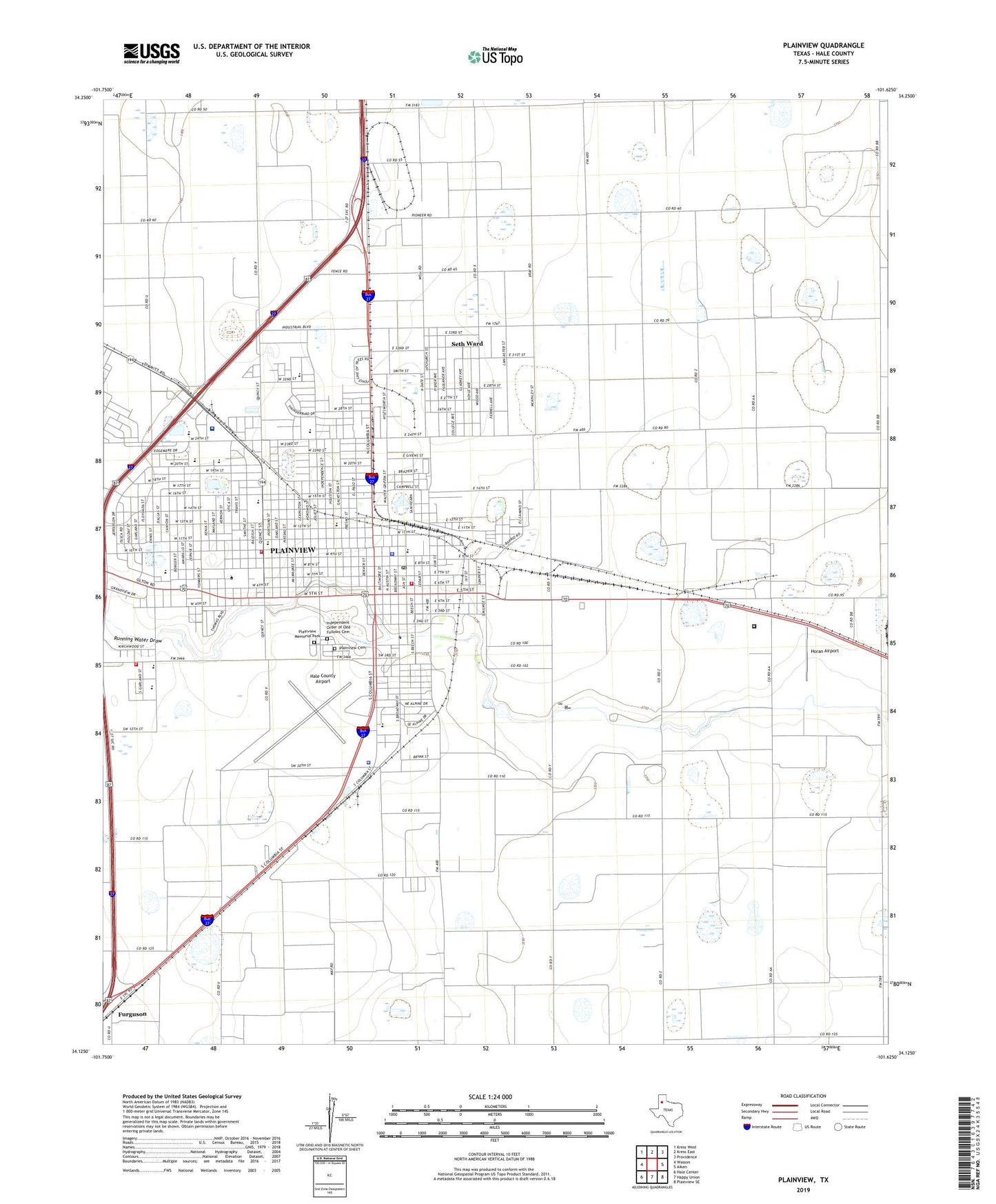 Plainview Texas US Topo Map Image