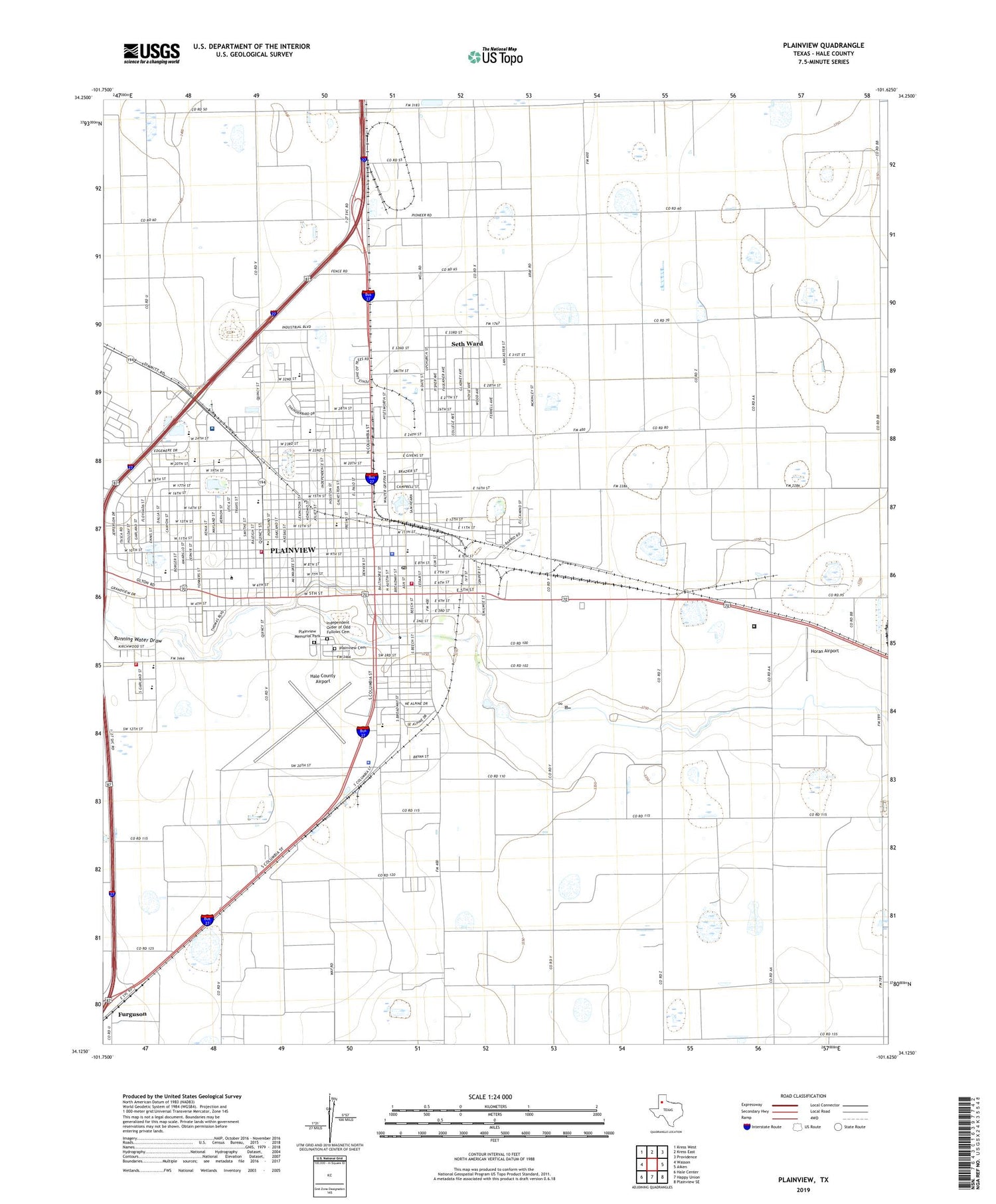Plainview Texas US Topo Map Image