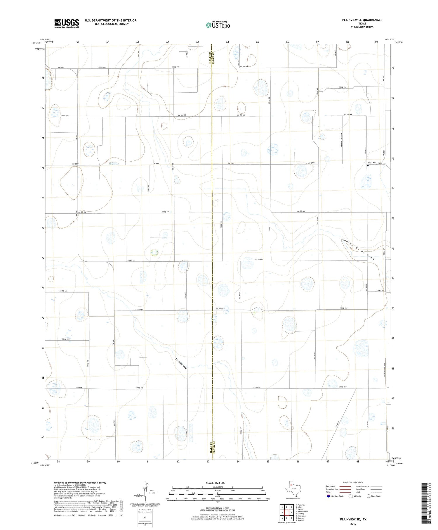 Plainview SE Texas US Topo Map Image