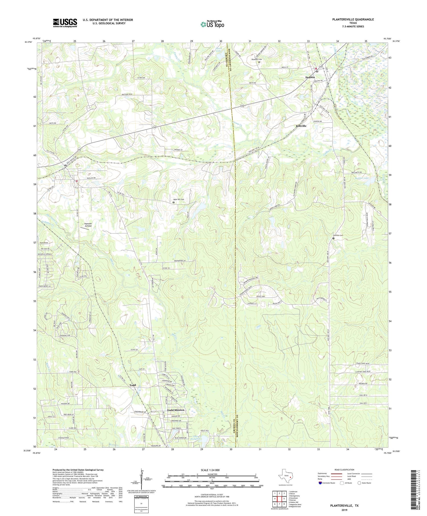 Plantersville Texas US Topo Map Image