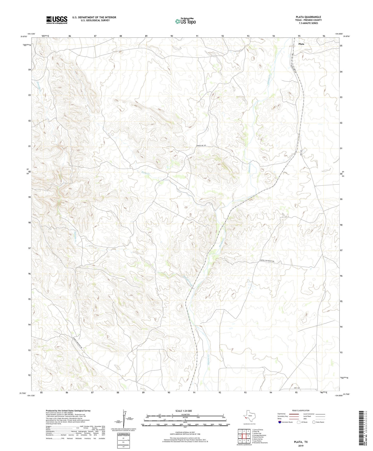 Plata Texas US Topo Map Image