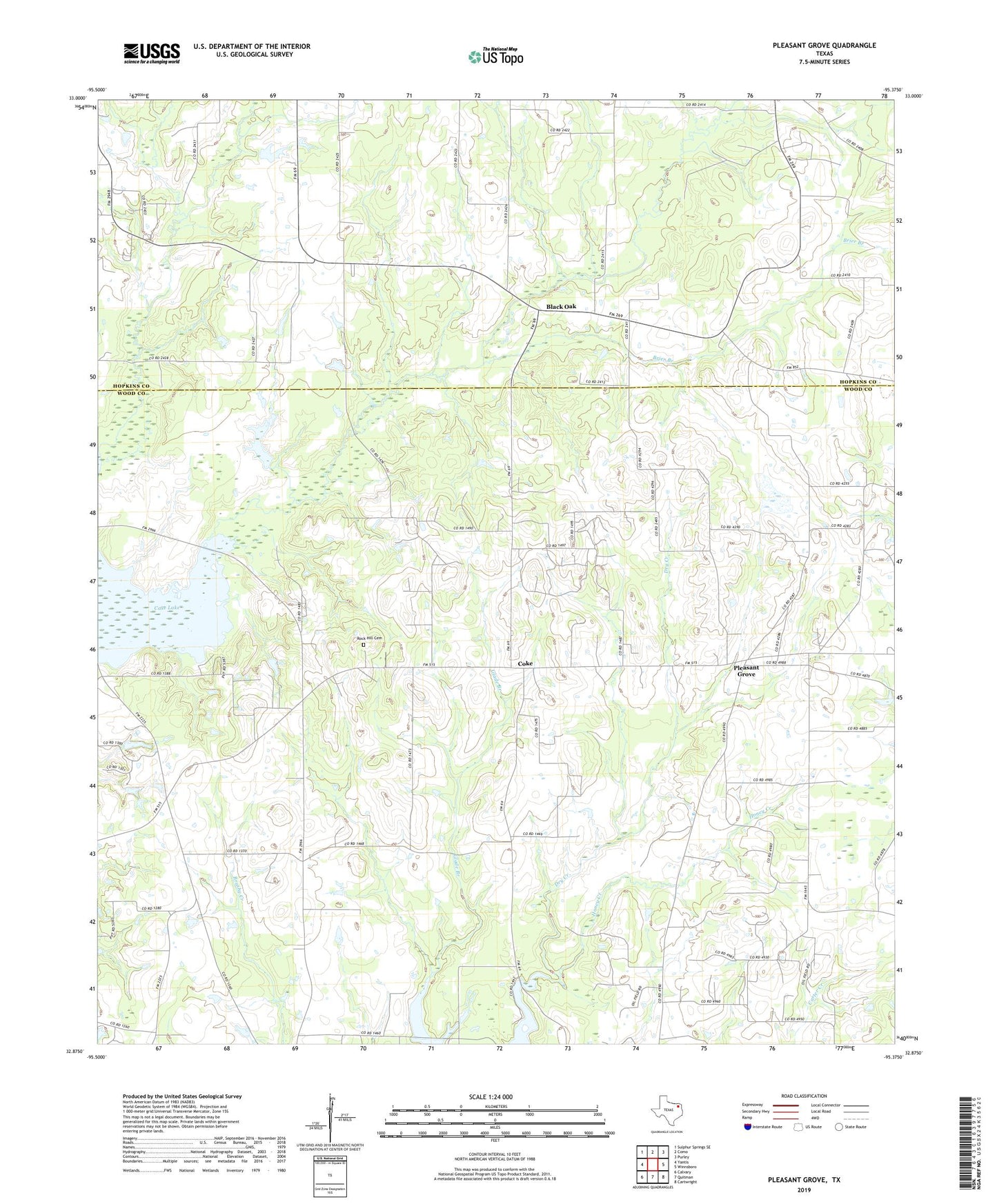 Pleasant Grove Texas US Topo Map Image
