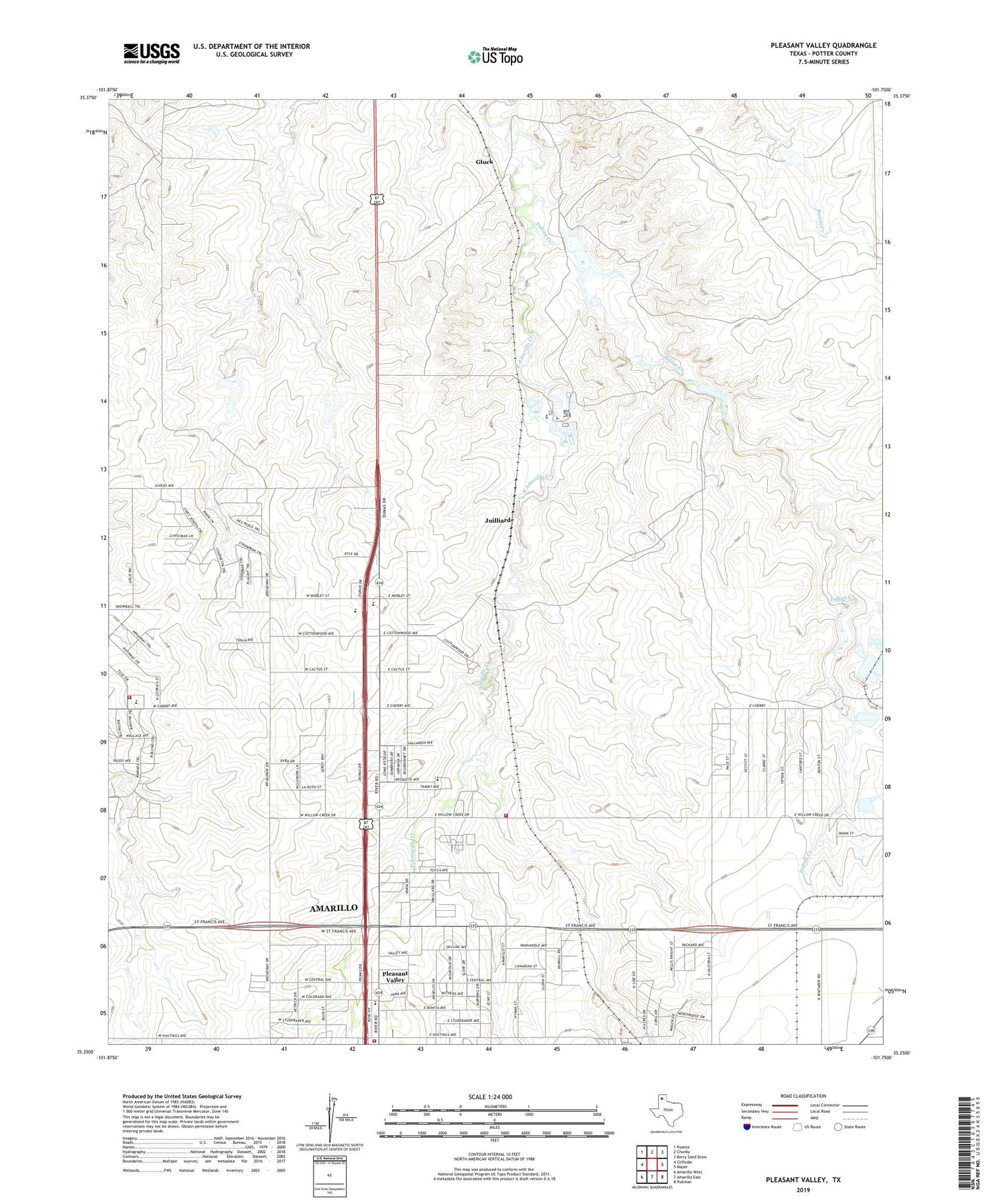 Pleasant Valley Texas US Topo Map Image