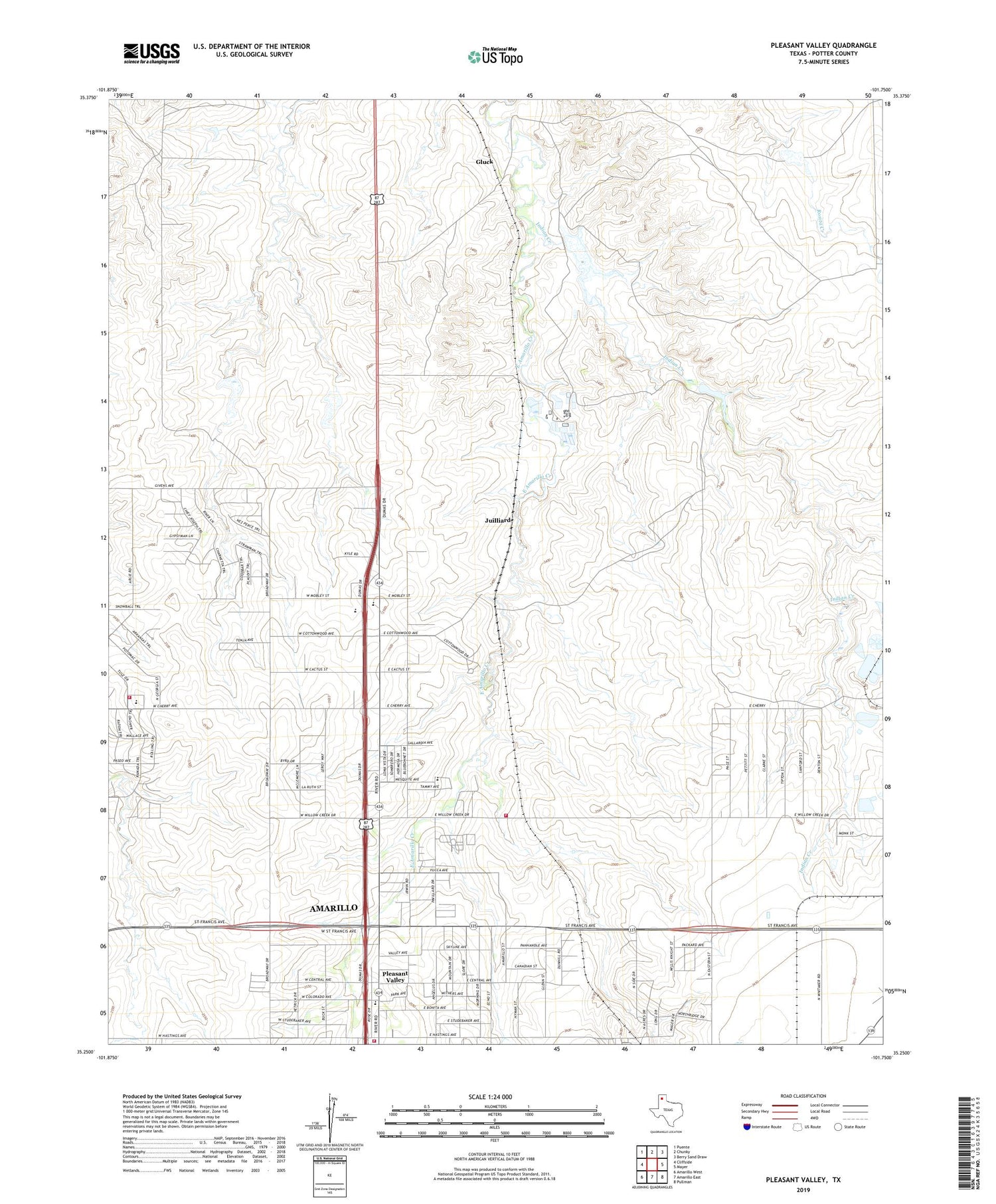 Pleasant Valley Texas US Topo Map Image