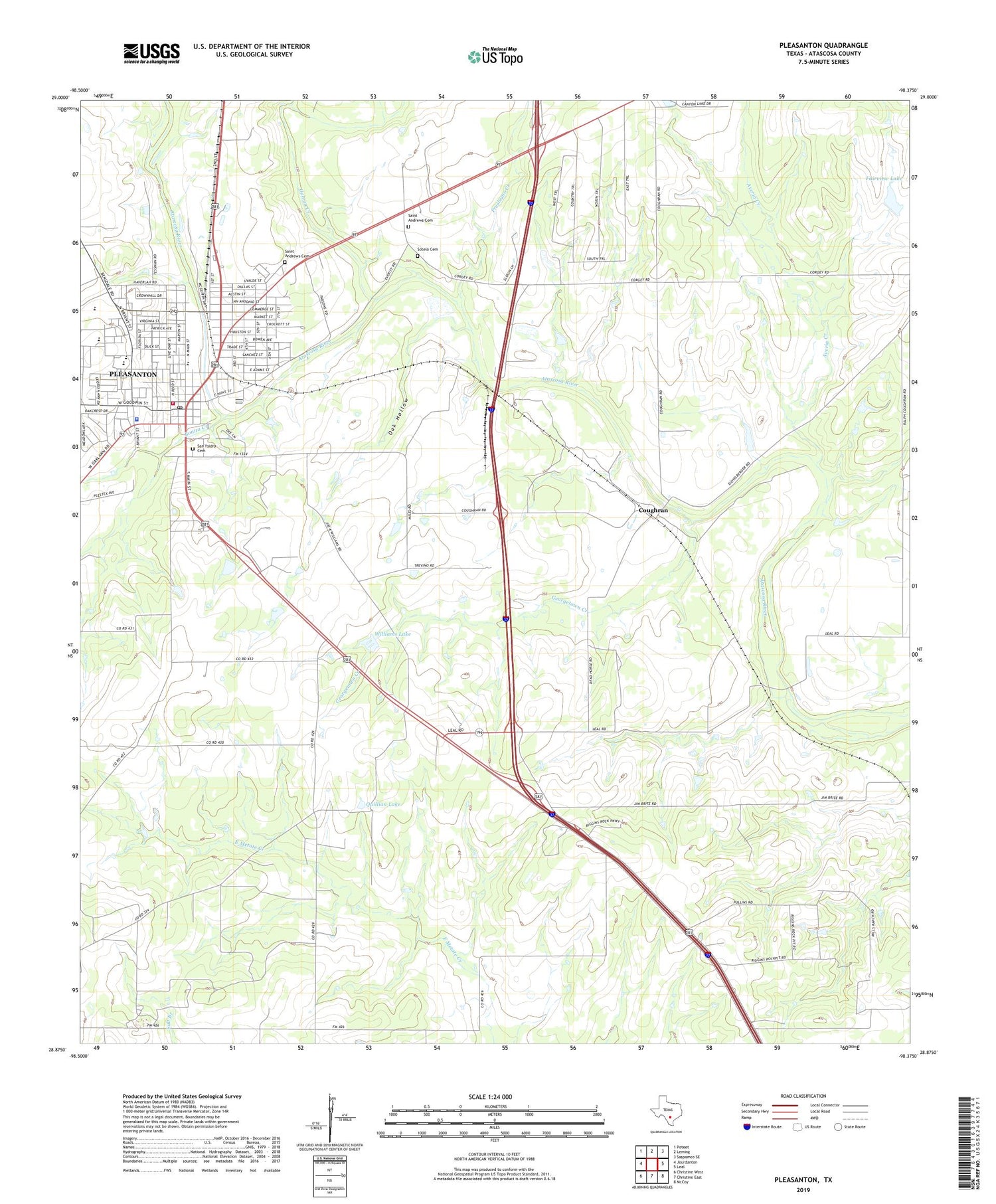 Pleasanton Texas US Topo Map Image
