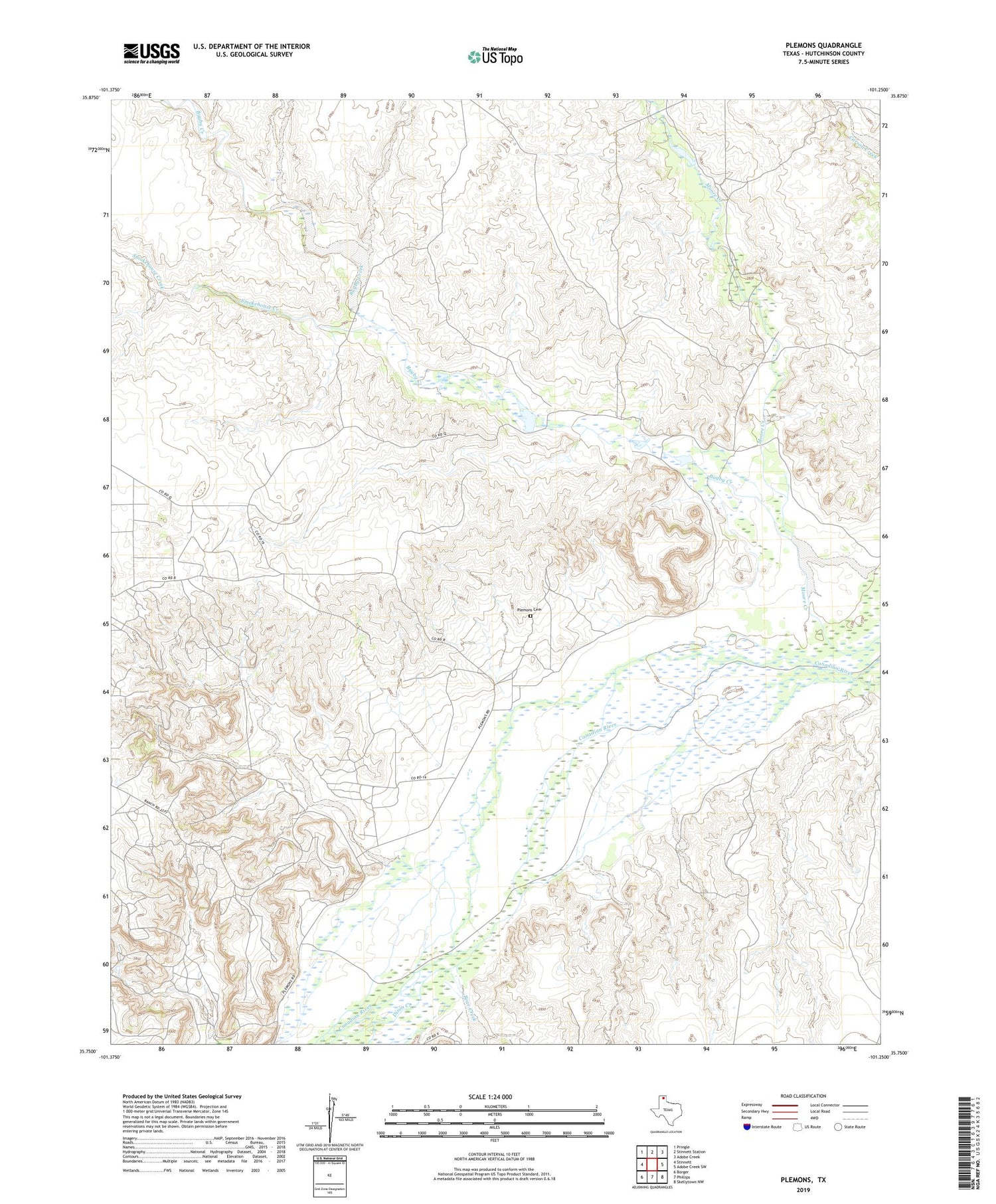 Plemons Texas US Topo Map Image