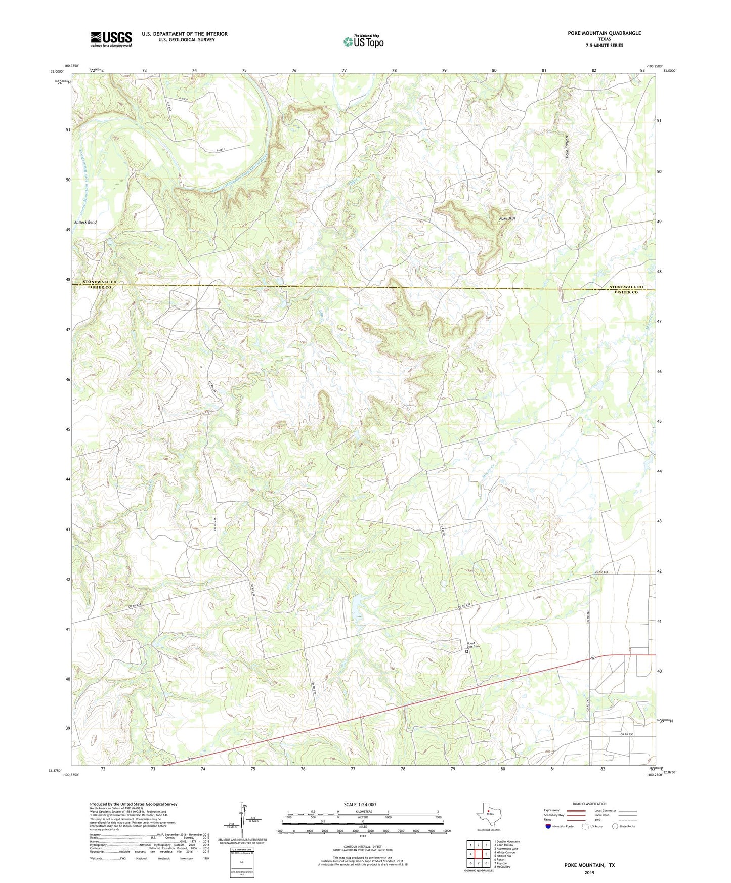 Poke Mountain Texas US Topo Map Image