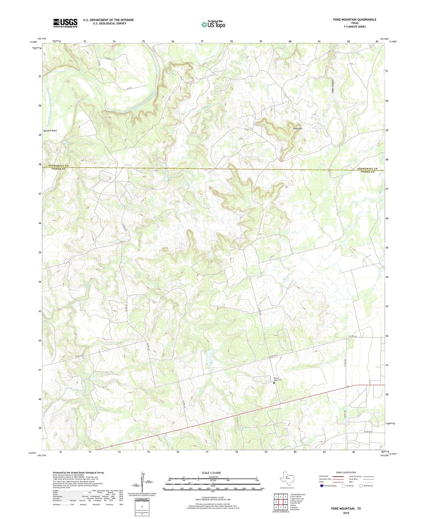 Poke Mountain Texas US Topo Map Image